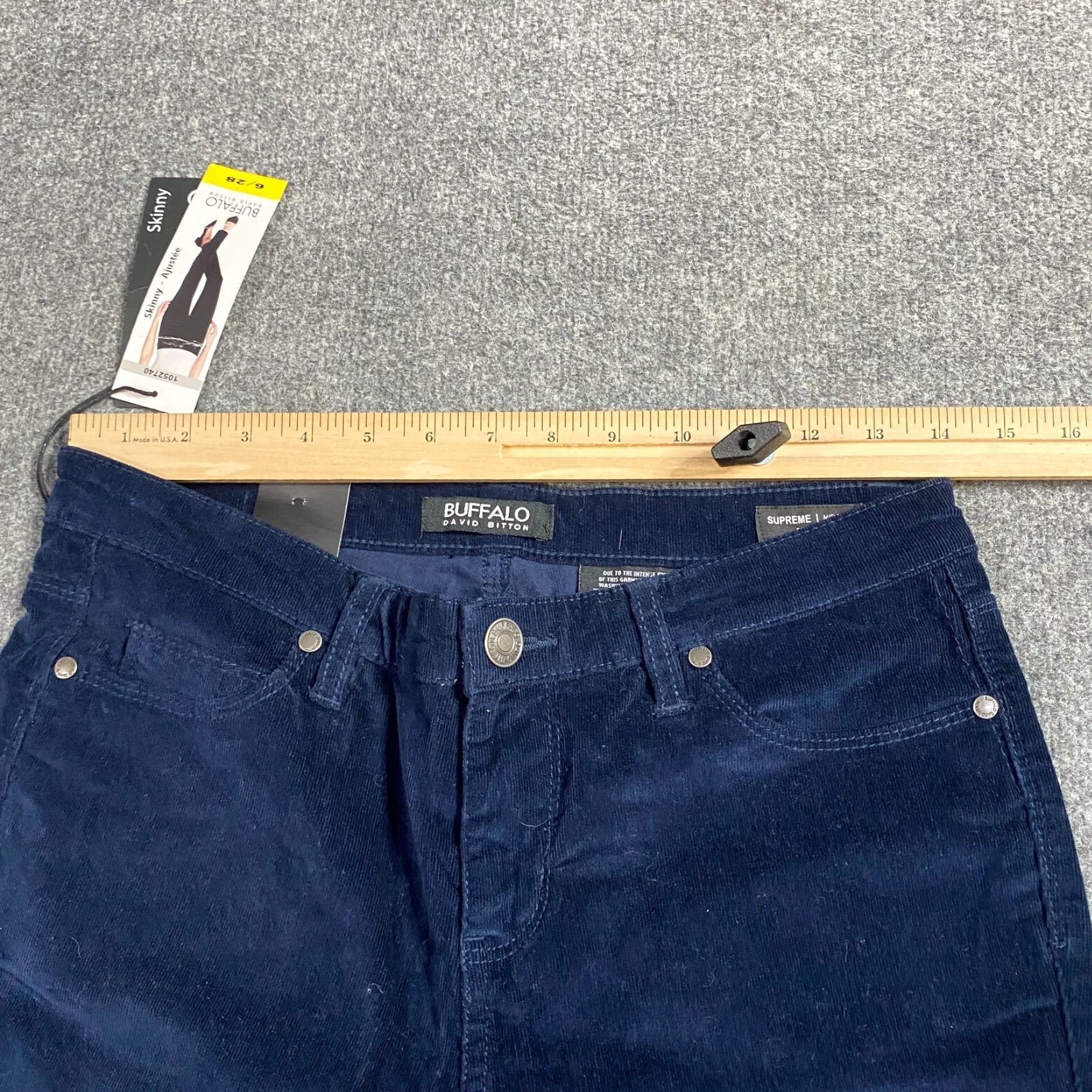 Vintage Buffalo Womens Corduroy Pants 6 / 28 Blue Mid Rise Skinny Cotton Spandex NEW Size 28" / US 6 / IT 42 - 4 Thumbnail
