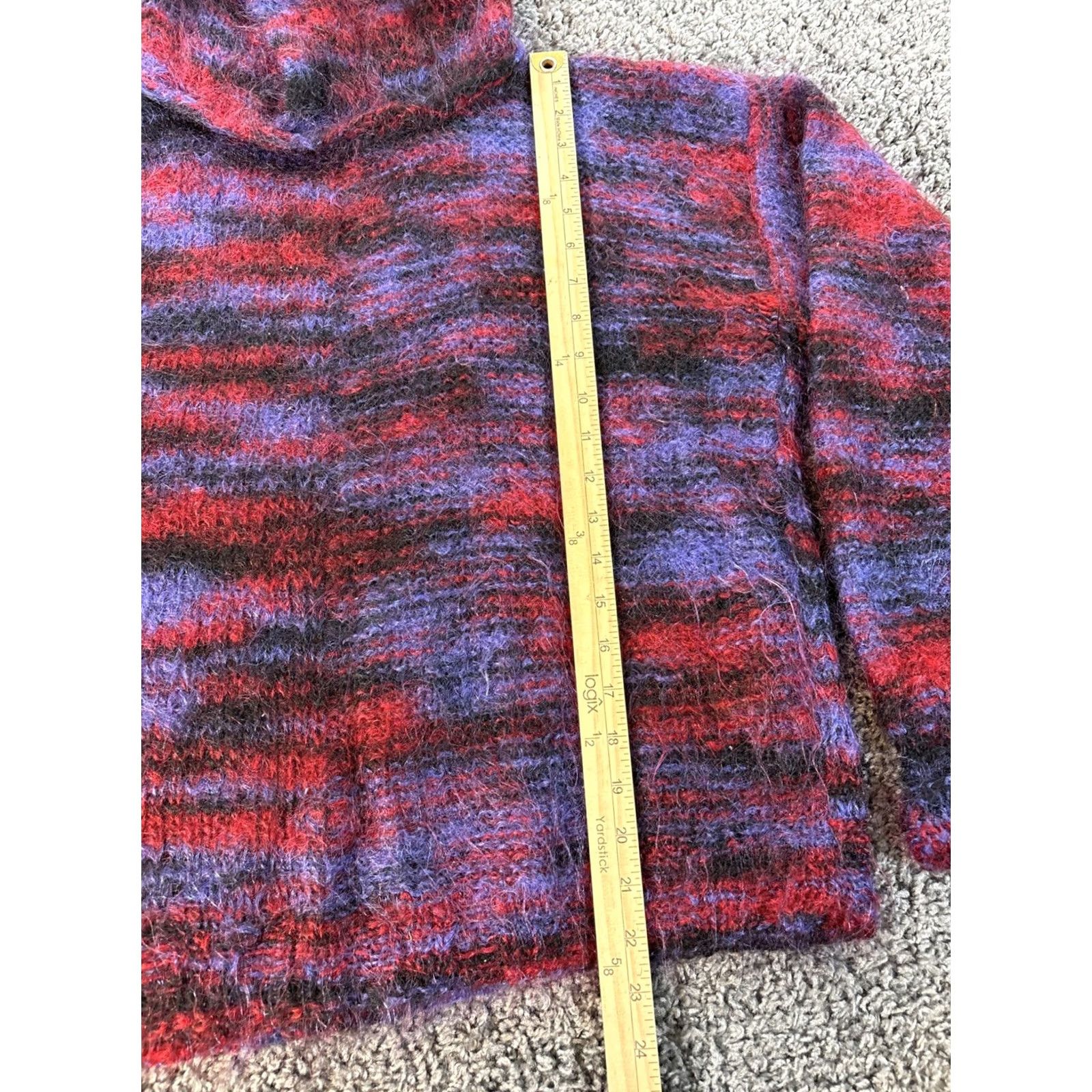 Pinko VINTAGE Mohair Turtleneck Sweater Womens Large Pink Knit Stripe 90s Bohemian Pullover Long Sleeve Size L / US 10 / IT 46 - 2 Thumbnail