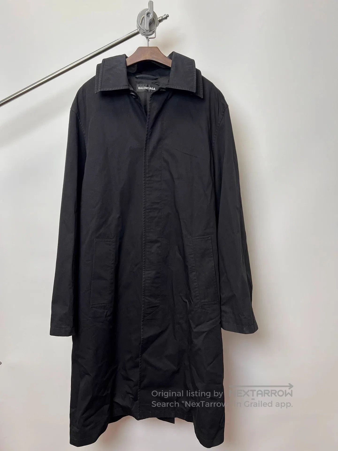 Balenciaga Black Long Coat with Collar and Pockets. Size US S / EU 44-46 / 1 - 1 Thumbnail