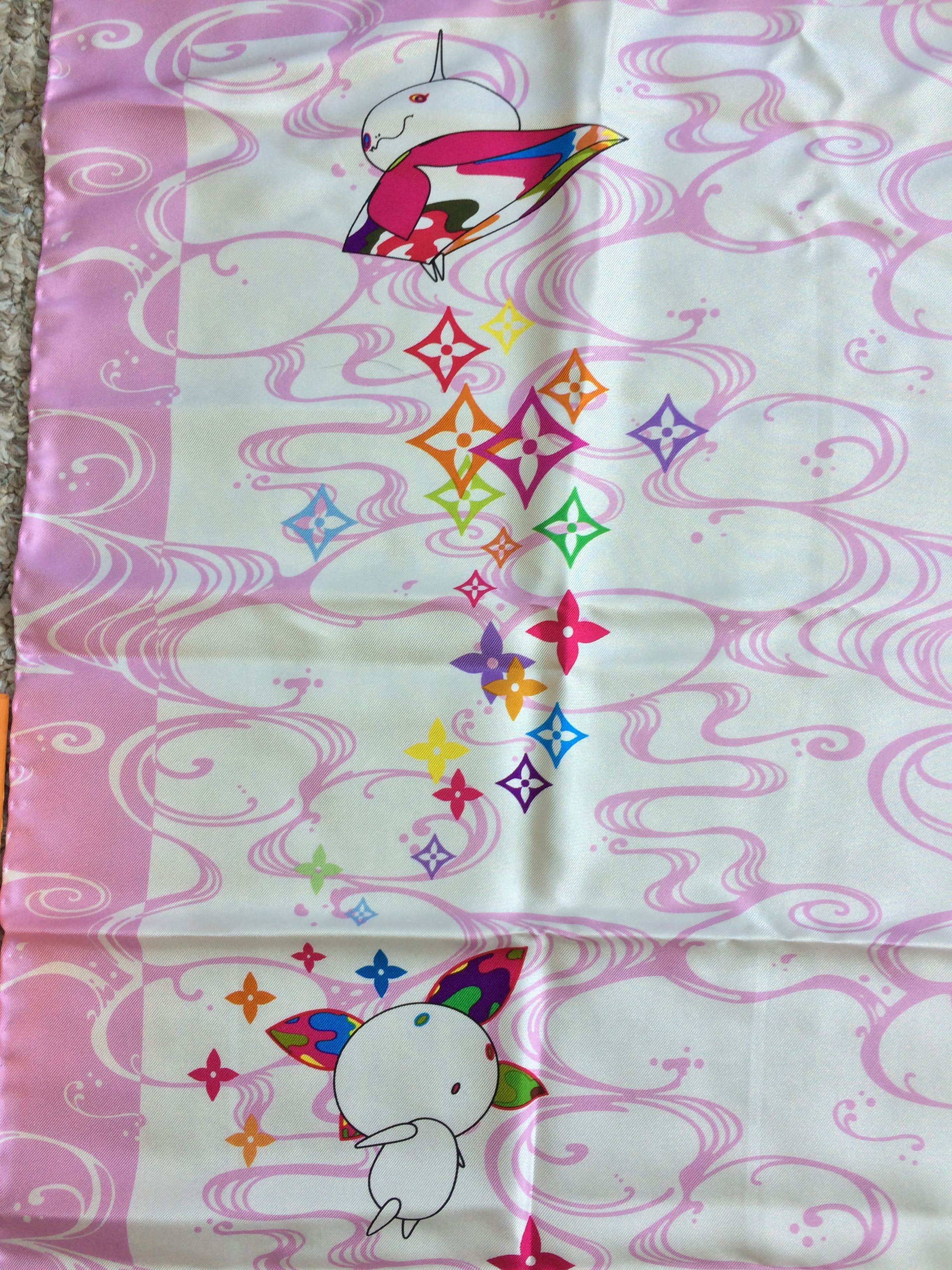 Louis Vuitton × Takashi Murakami S/S 2003 Vuitton Murakami Multicolor Monogram Silk Scarf Size ONE SIZE - 5 Thumbnail