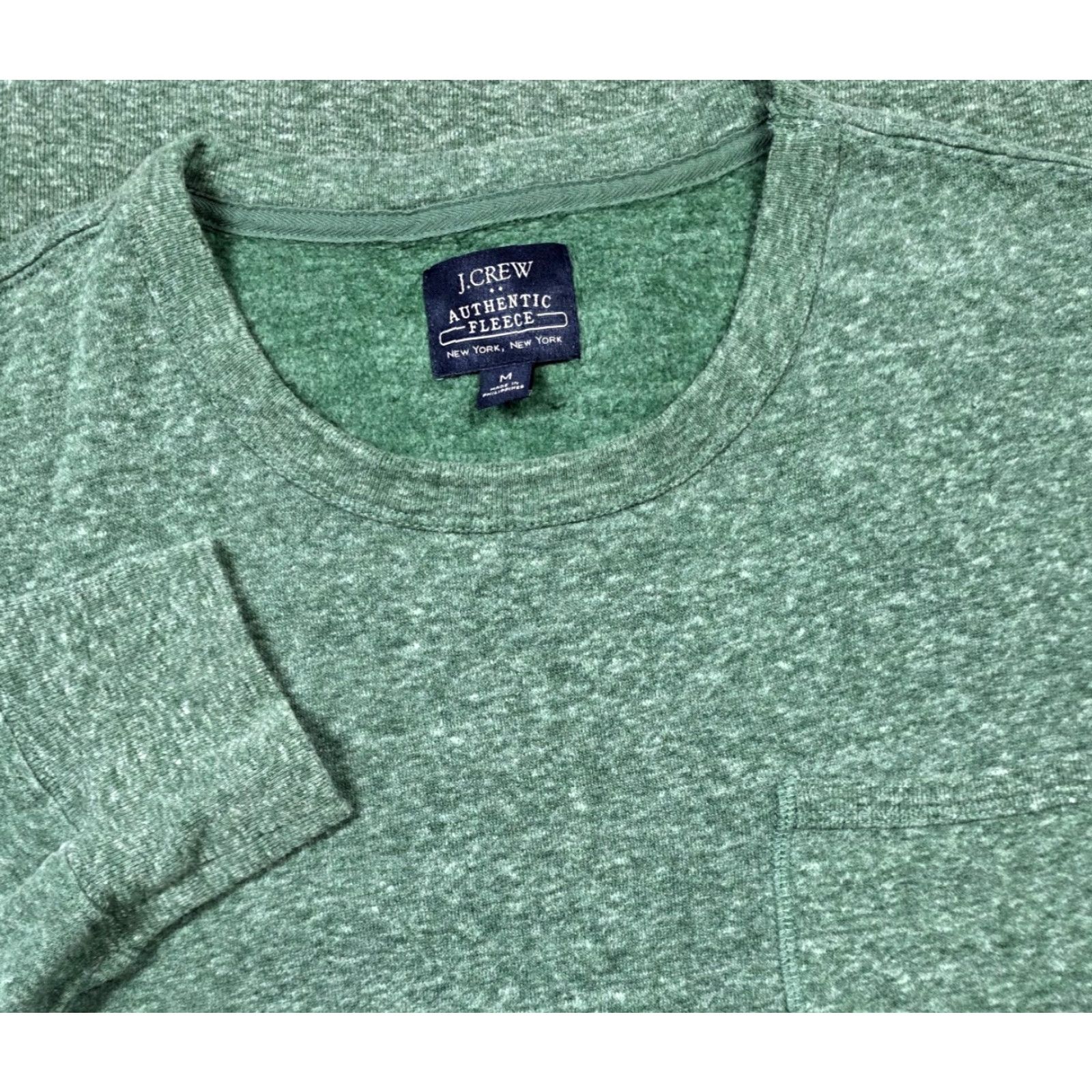 J.Crew J. Crew Authentic Fleece Crew Neck Sweatshirt Heather Green Size M Long Sleeve Mens Regular Pullover Casual All Seasons Pockets Cotton Polyester Size US M / EU 48-50 / 2 - 2 Thumbnail