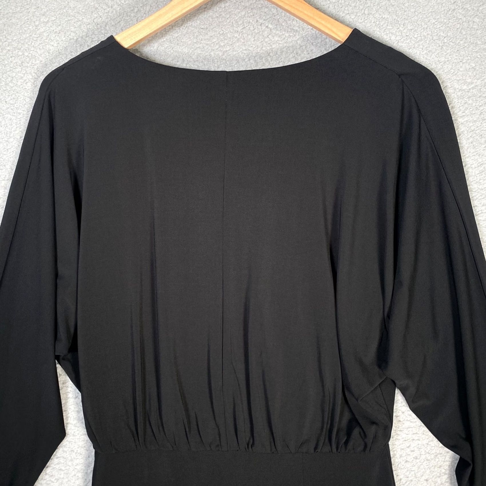Boston Proper Boston Proper Womens Dress Black Drop Waist Knee Length V-Neck Long Sleeve Blouson Bodycon Sheath Casual Party/Cocktail Travel 6 Size M / US 6-8 / IT 42-44 - 4 Thumbnail