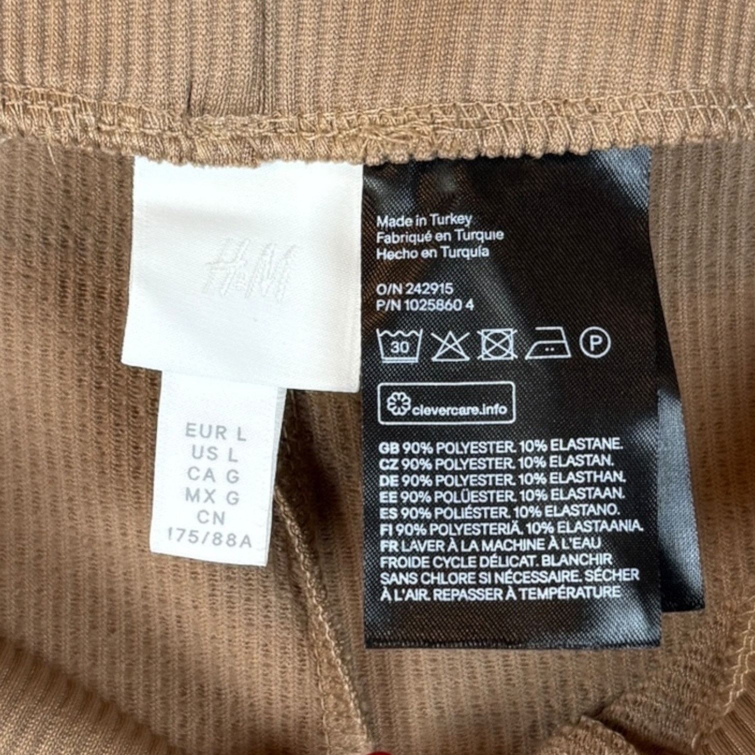 H&M H&M Women's L Pull-On Ribbed Tan Fitted High Waisted Legging Size 30" / US 8 / IT 44 - 3 Thumbnail
