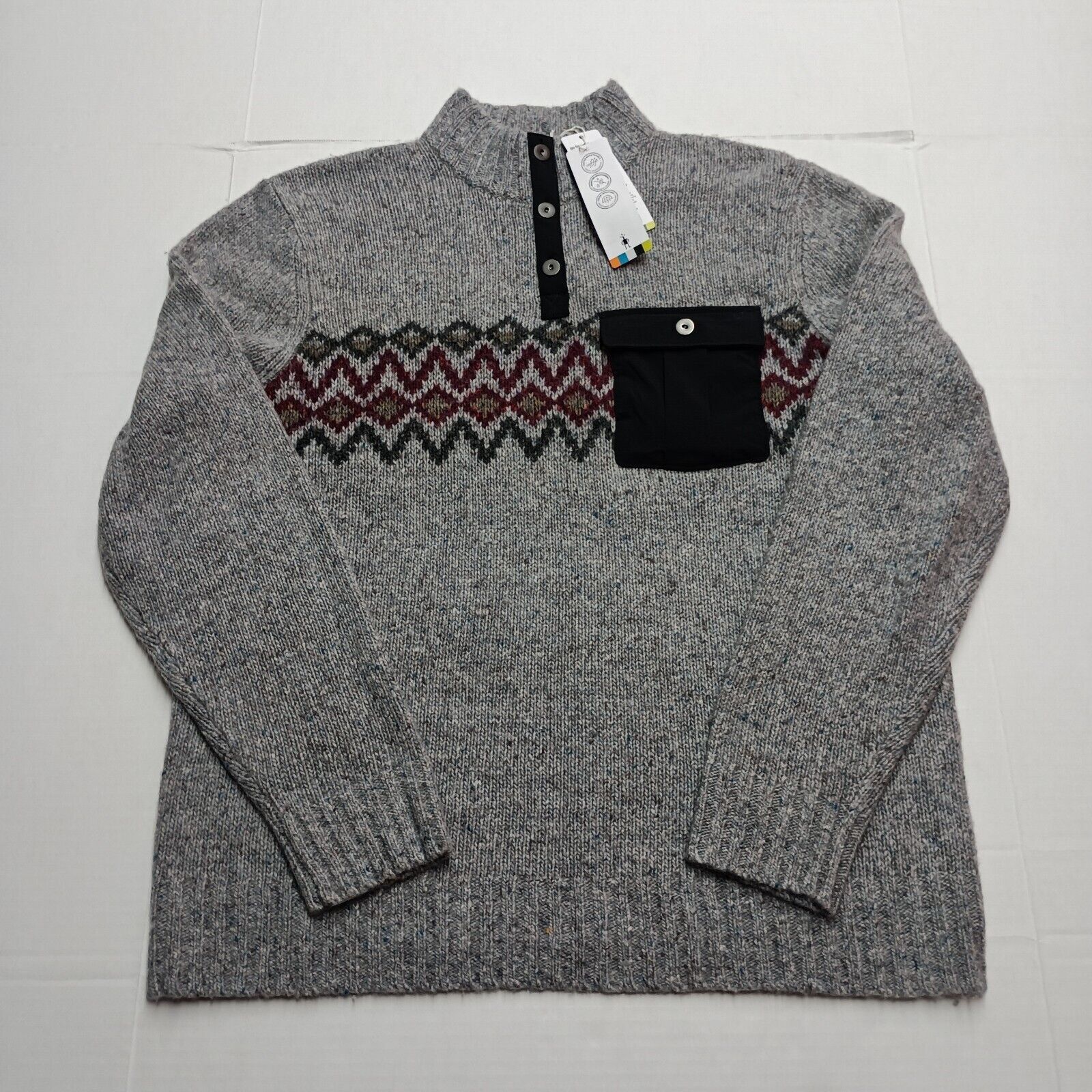 Smartwool SmartWool Men's XL Light Gray Heather Heavy Henley Sweater Size US XL / EU 56 / 4 - 1 Thumbnail