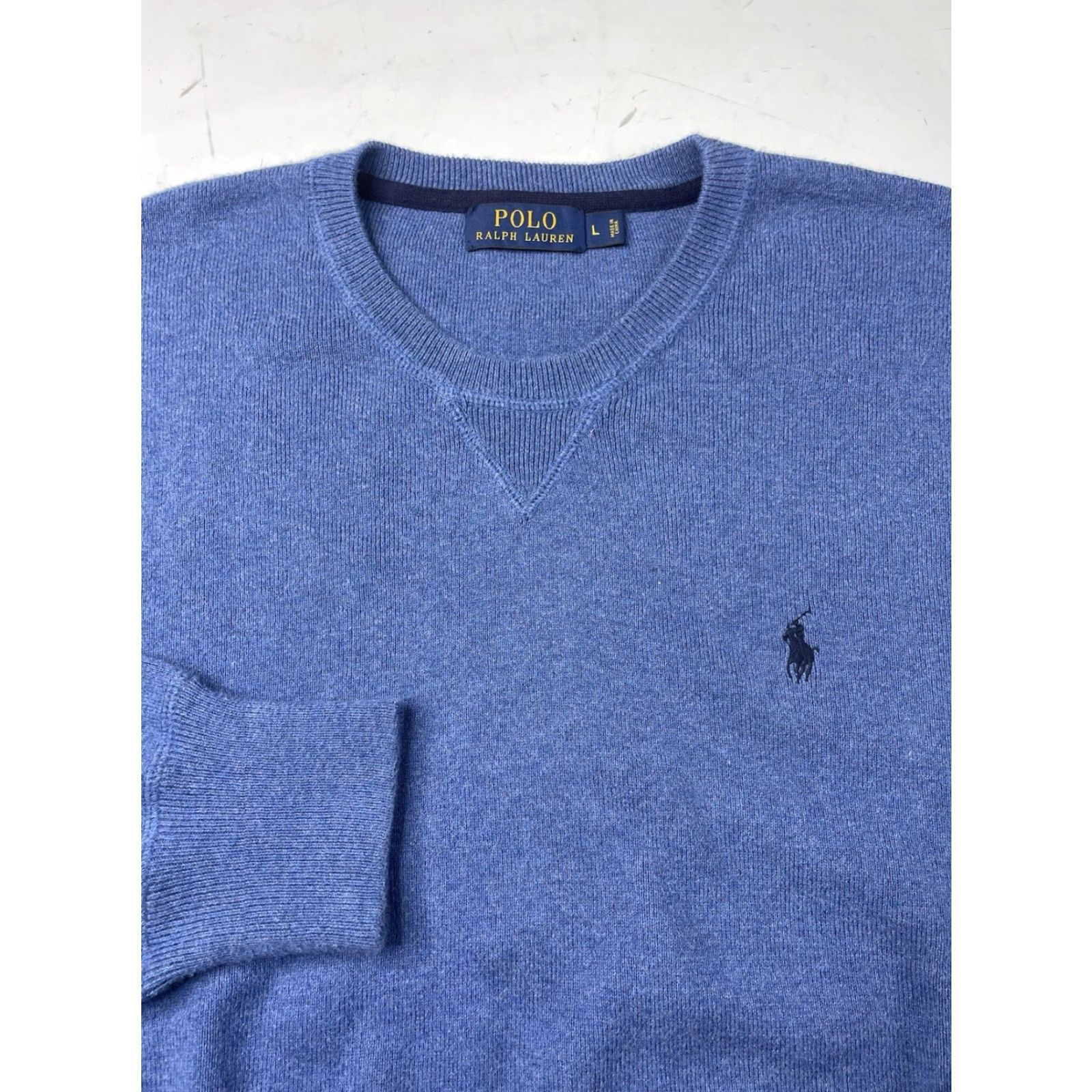 Ralph Lauren Polo Ralph Lauren Cotton Crewneck Pullover Sweater Blue Mens Large Crewneck Knit 100% Cotton Logo Ribbed Hem Cuffs Classic Size US L / EU 52-54 / 3 - 2 Thumbnail