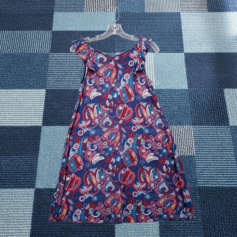 Loft LOFT Dress Womens XS Blue Paisley A-Line Sleeveless V-Neck Sundress Cross Back Short Dress Size 26" / US 2 / IT 38 - 1 Thumbnail
