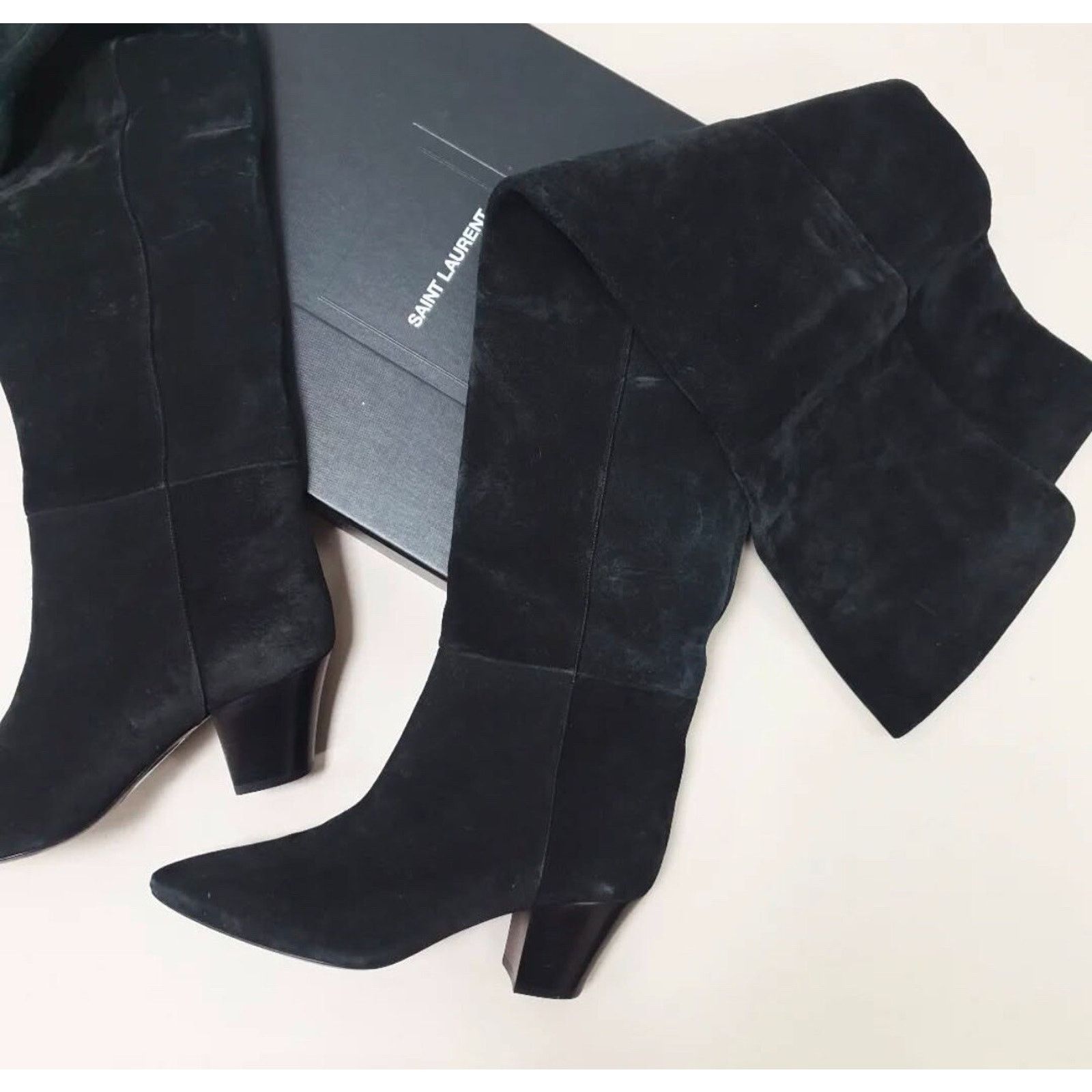 Saint Laurent Paris Saint Laurent Black Suede Boots Sz.38 Size US 8 / IT 38 - 1 Thumbnail