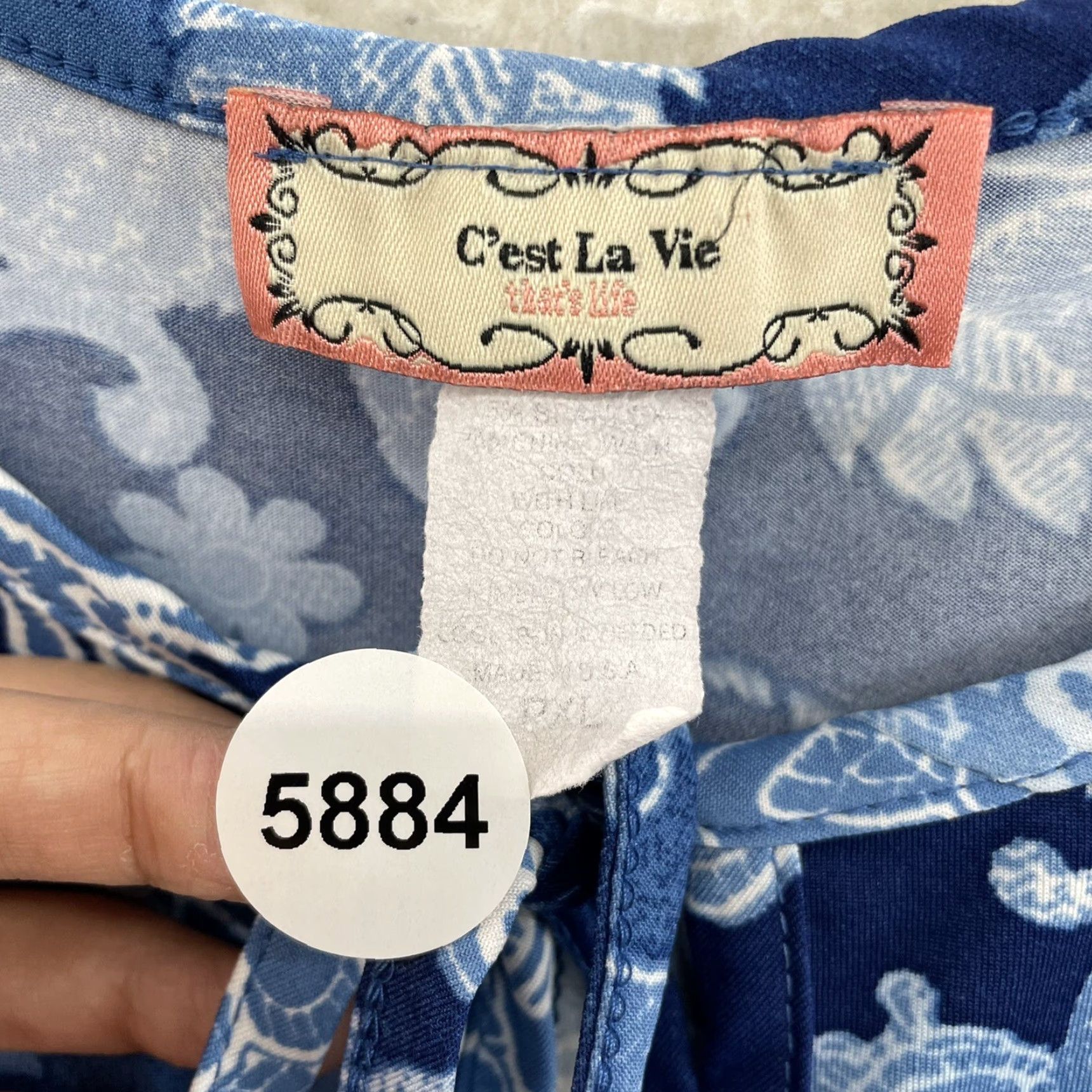 Vintage VINTAGE 90s Y2K Blue Floral 2XL Plus Size Shirt Grunge Boho Fairy C'est La Vie Women Size XXL / US 16-18 / IT 52-54 - 6 Thumbnail