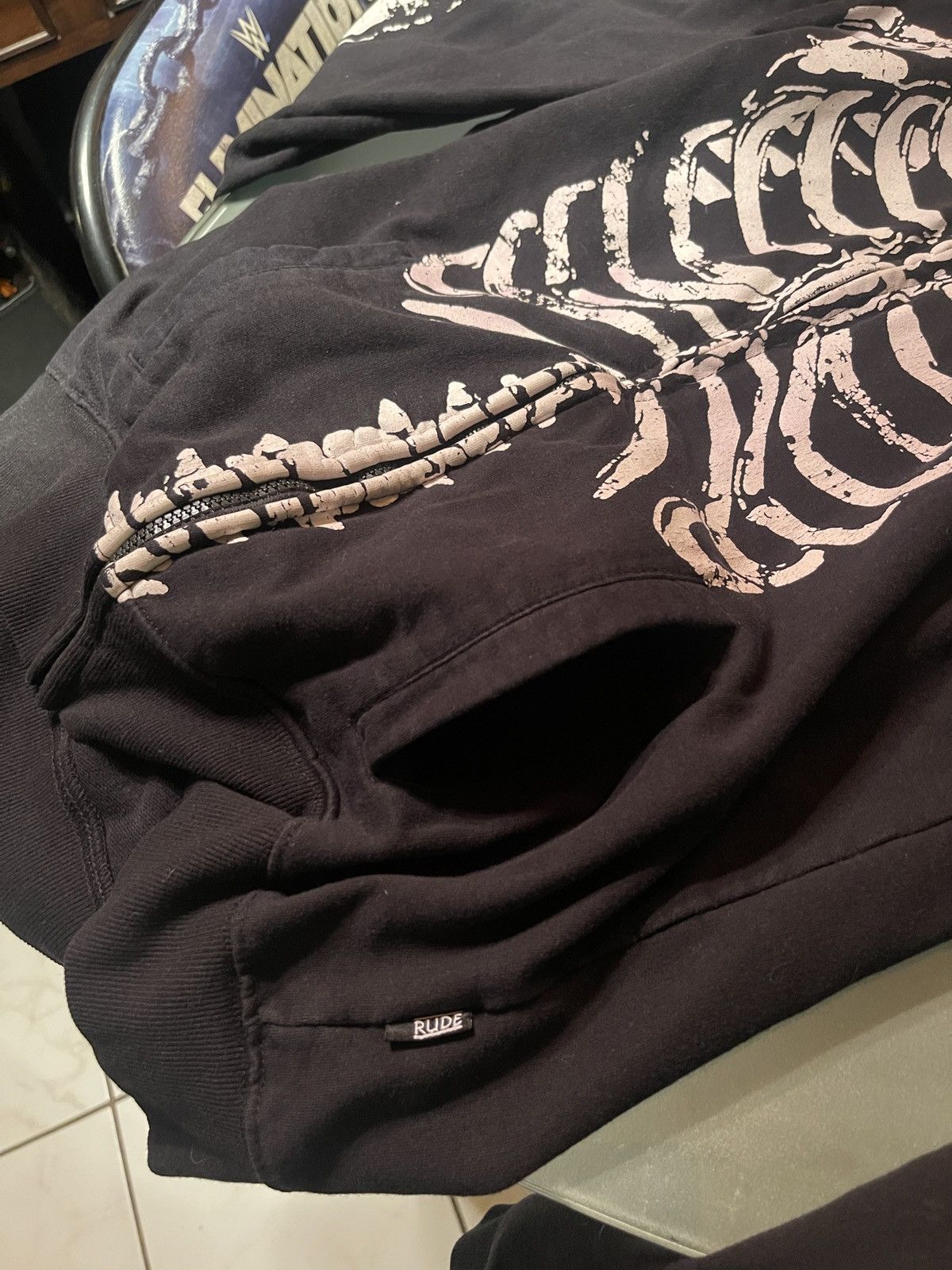 Hot Topic xxxRUDE Hot Topic Skelton Full Zip Up Hoodie Size M / US 6-8 / IT 42-44 - 10 Thumbnail