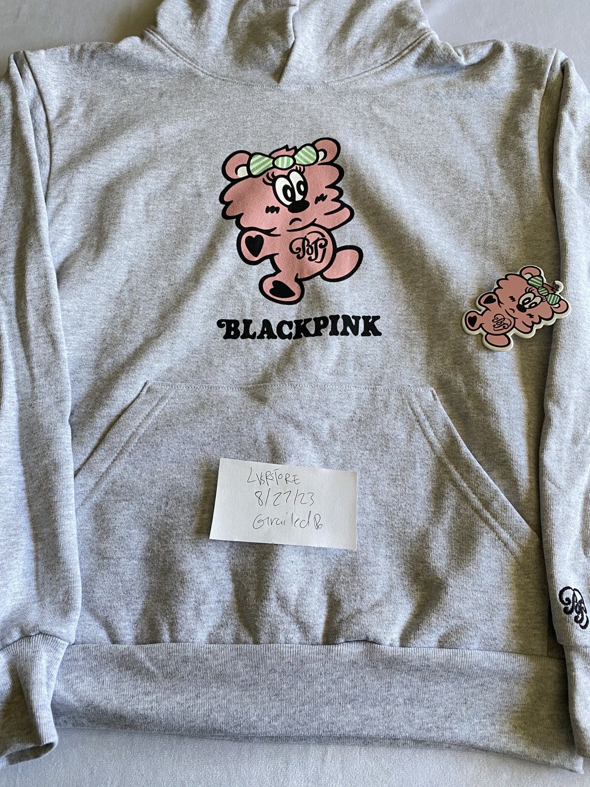 Streetwear BLACKPINK x VERDY BORN PINK AMEX PLUSH HOODIE GREY