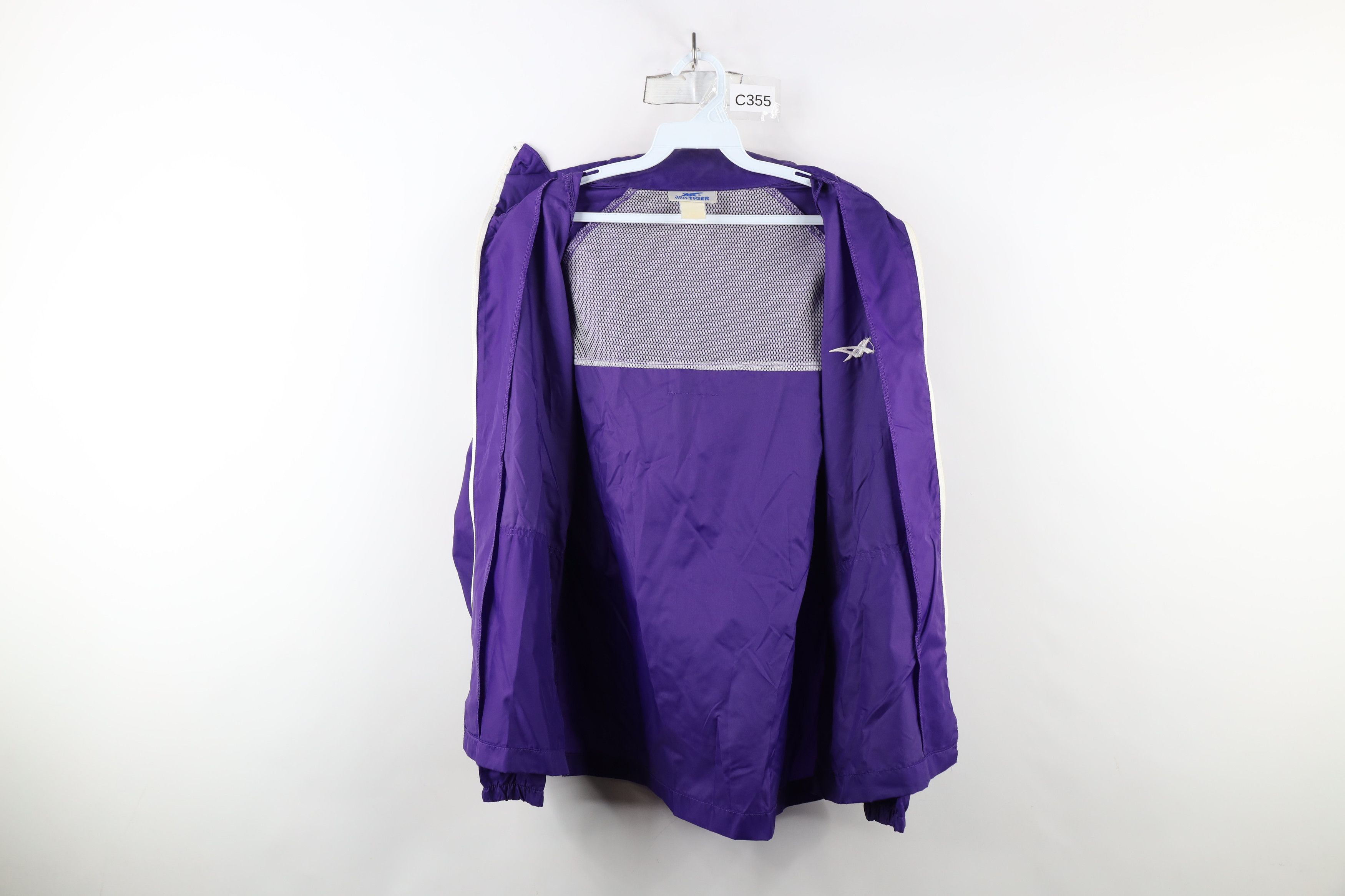 Asics × Vintage Vintage 80s 90s Asics Logo Striped Hooded Windbreaker Jacket Size US M / EU 48-50 / 2 - 10 Thumbnail