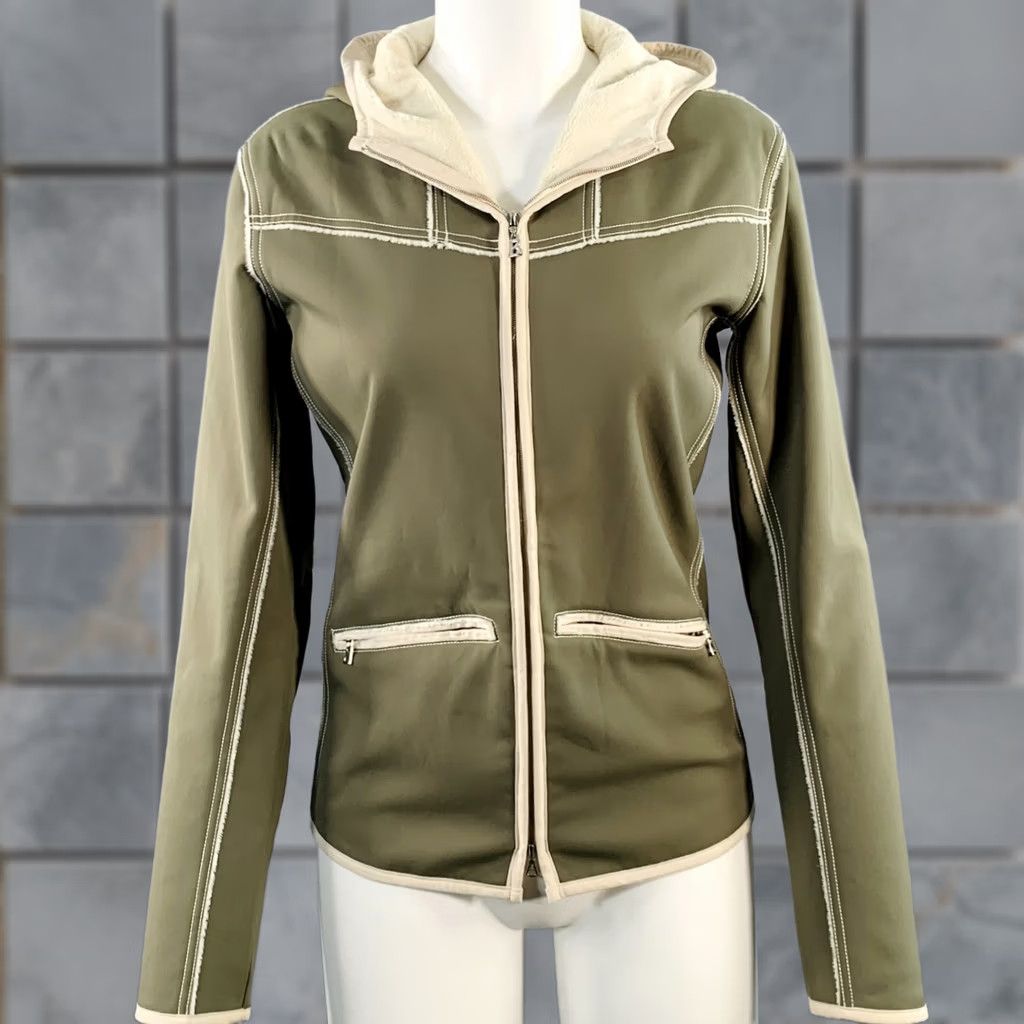 Bogner BOGNER Hooded Jacket Cream Olive Polyester Blend Embroidered Women Size M Size M / US 6-8 / IT 42-44 - 1 Thumbnail
