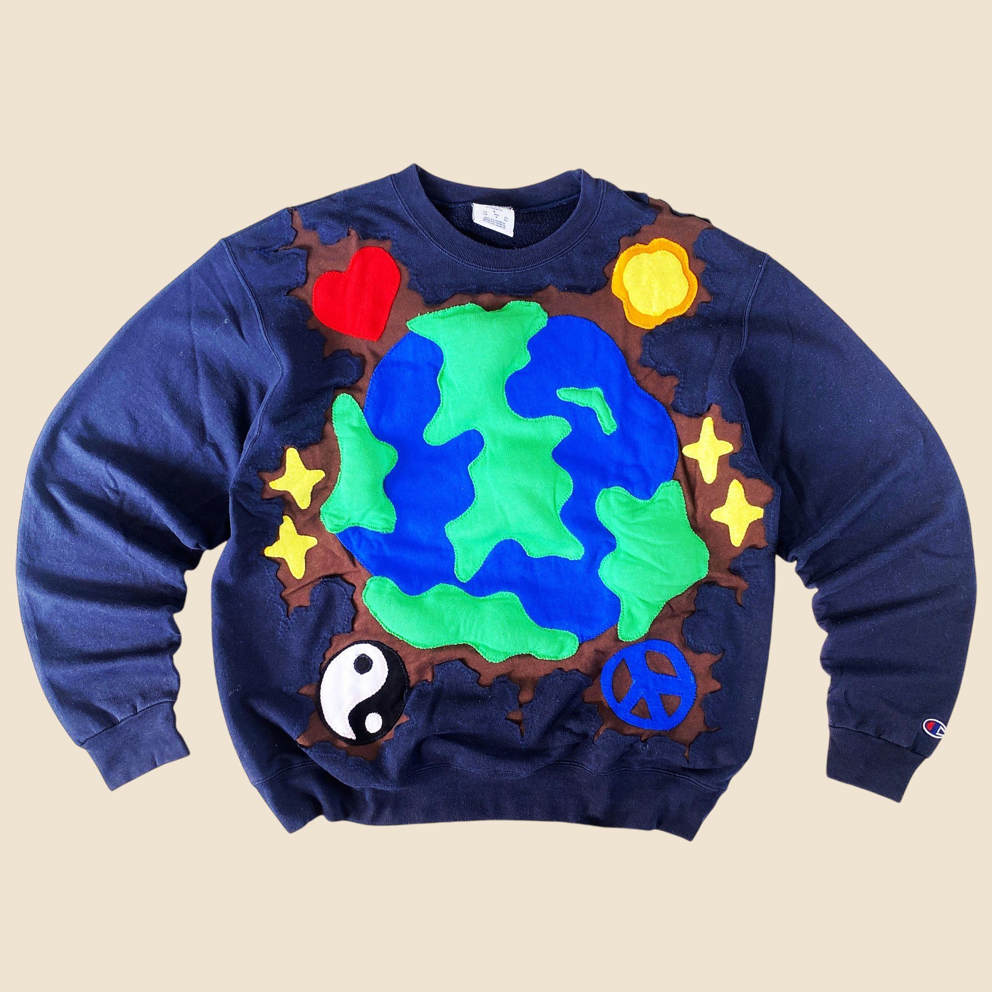 Handmade × Japanese Brand 1 OF 1 REWORKED 3D PUFF EARTH CRACKY SWEATSHIRT SIZE MEDIUM Size US M / EU 48-50 / 2 - 1 Thumbnail