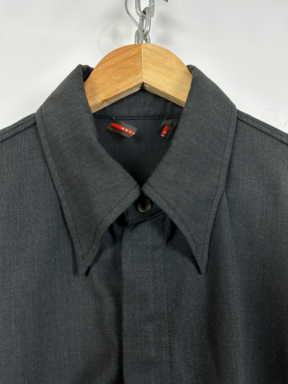 Prada Vintage Prada Technical Zip/Button Wool Shirt Size US L / EU 52-54 / 3 - 7 Thumbnail