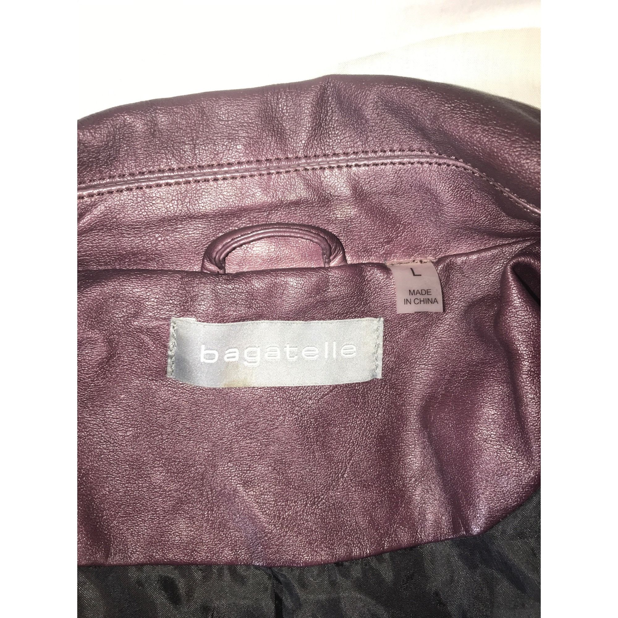 Designer Bagatelle Womens Purple Plum Vegan Leather Motorcycle Jacket Size L / US 10 / IT 46 - 4 Thumbnail