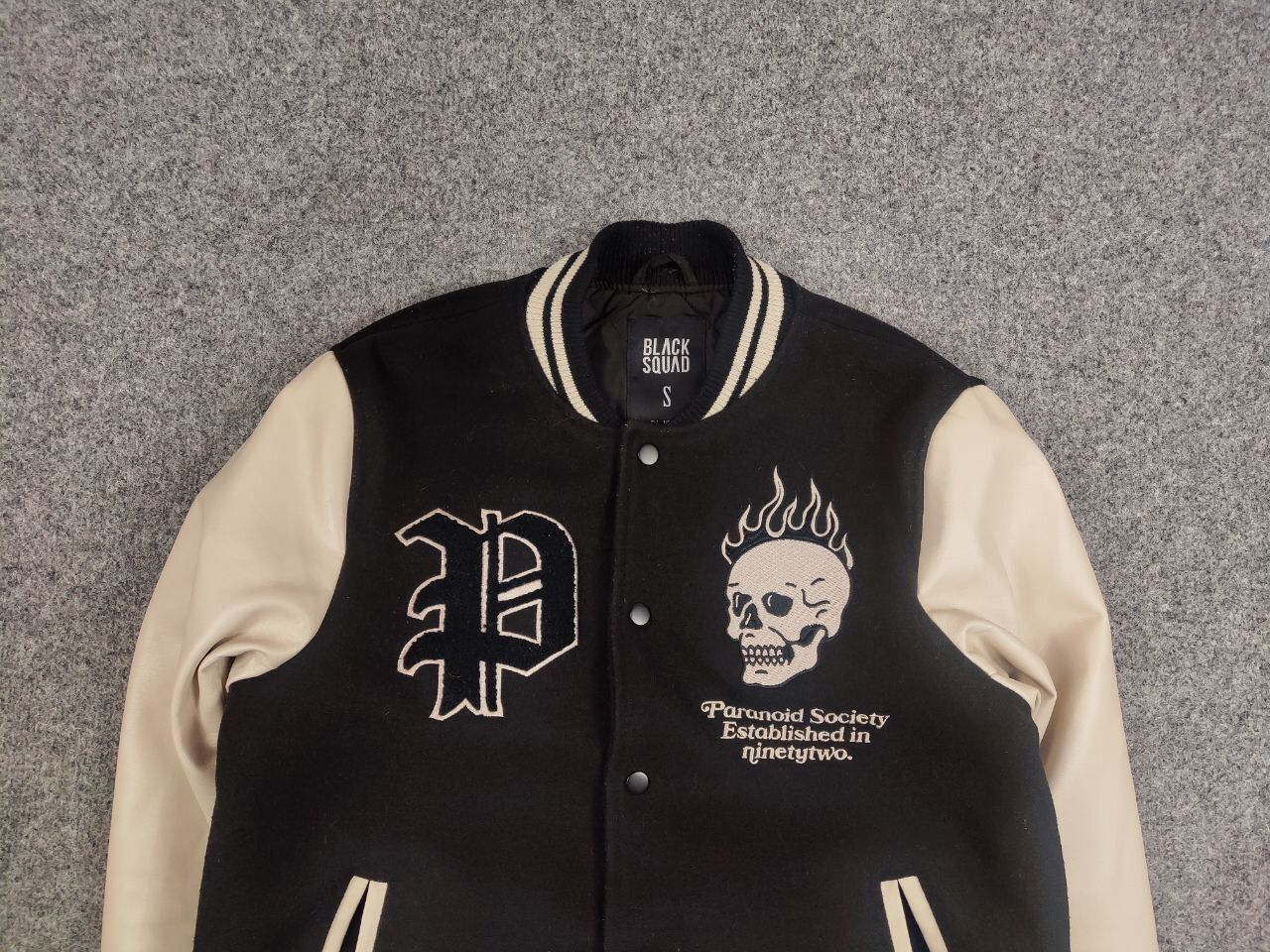 Japanese Brand Vintage Paranoid Society Letterman Varsity Bomber Jacket Size US S / EU 44-46 / 1 - 8 Thumbnail