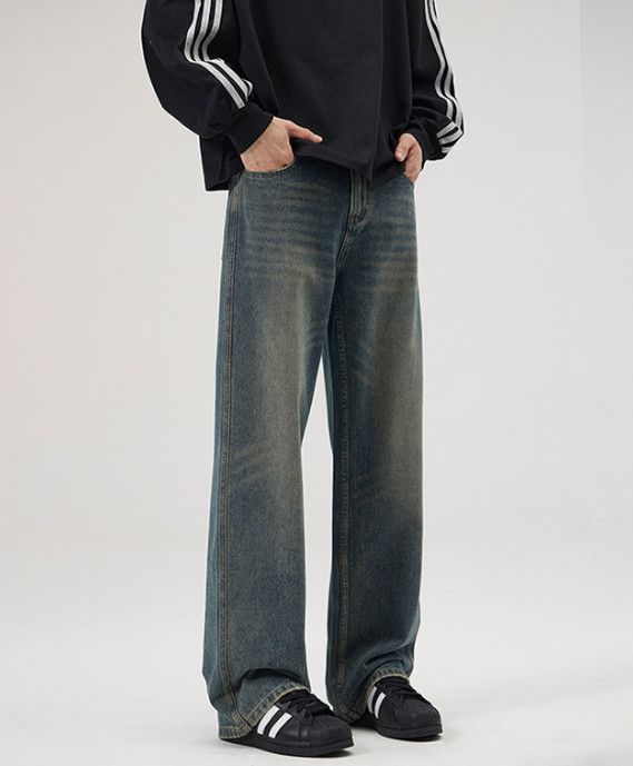 Vintage American retro distressed washed baggy straight leg jeans Size US 32 / EU 48 - 2 Thumbnail