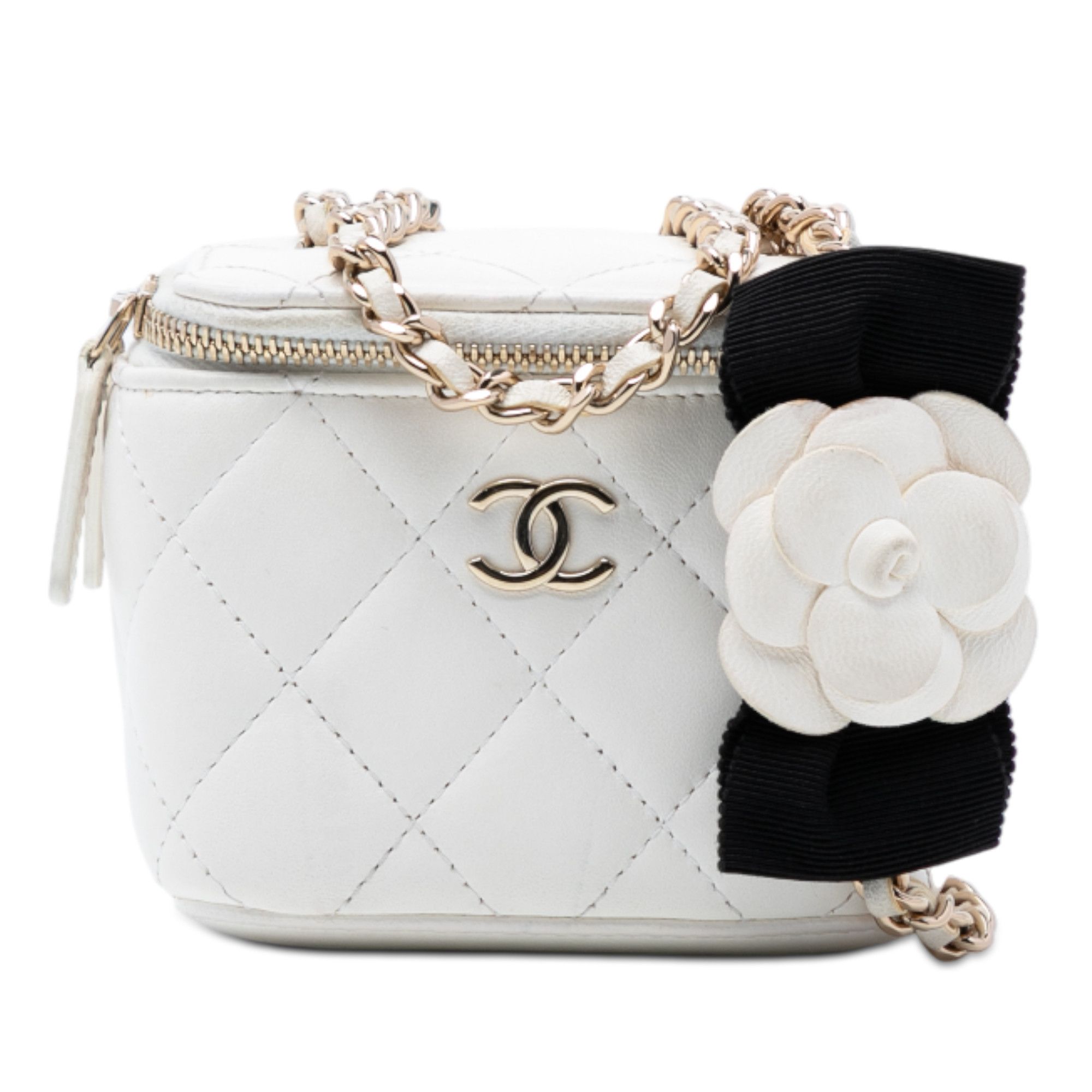 Chanel Chanel Mini Quilted Lambskin Camellia Bow Vanity Case with Chain Size ONE SIZE - 1 Thumbnail