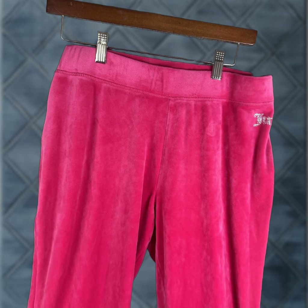 Juicy Couture Juicy Couture Pink Velour Wide-Leg Sweatpants Womens XXL Logo Rhinestone Pull On Elastic Waist Pants Size 40" / US 18 - 1 Thumbnail