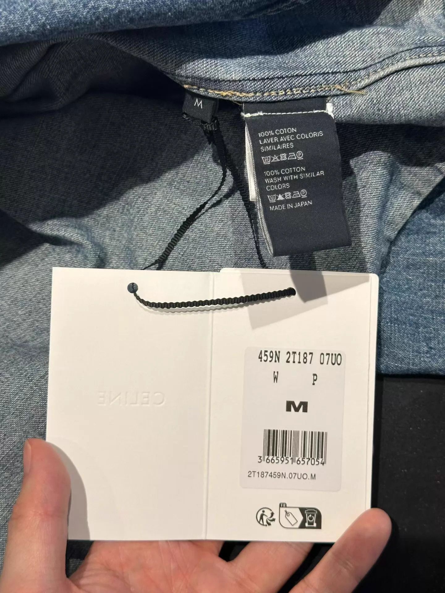 Celine Celine Triomphe Denim Short Shirt M New w/Tags Size M / US 6-8 / IT 42-44 - 4 Thumbnail