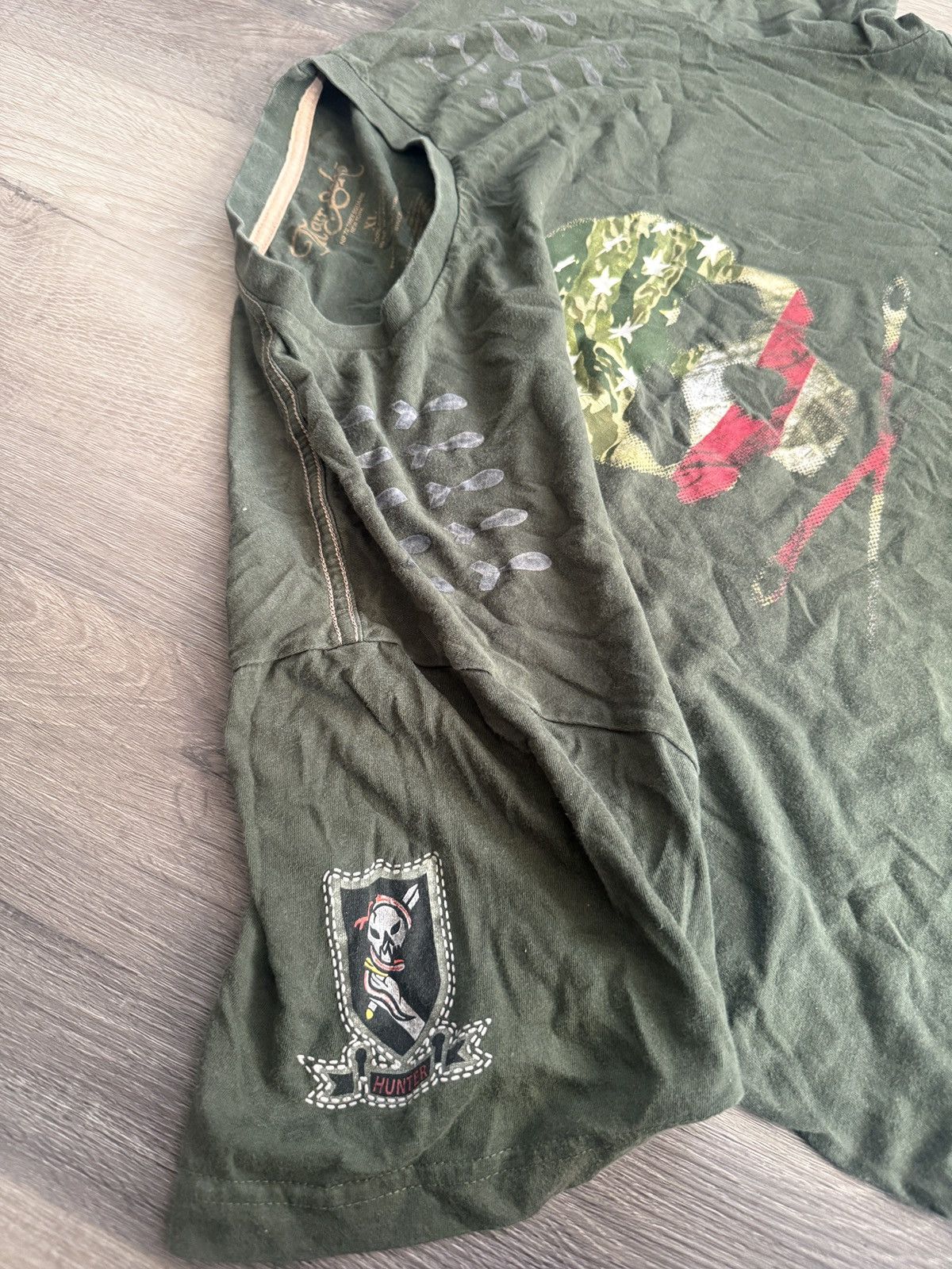 Japanese Brand × Vintage Y2K Skull Shirt Streetwear Vintage Military Camo Graphic T Size US XL / EU 56 / 4 - 5 Thumbnail