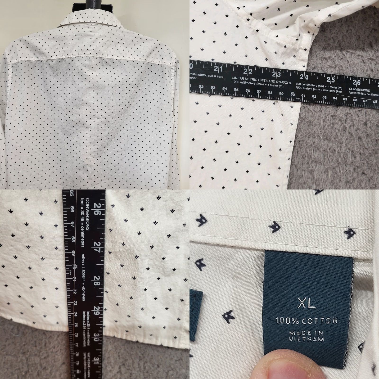 Perry Ellis Perry Ellis Shirt Mens XL White Dainty Arrow Print Long Sleeve Button Up College Shirt Size US XL / EU 56 / 4 - 8 Thumbnail