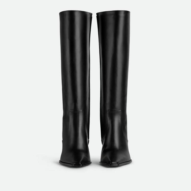 Bottega Veneta o1s1rm0426 Tex Leather Knee Boots in Black/Gold Size US 8 / IT 38 - 2 Thumbnail