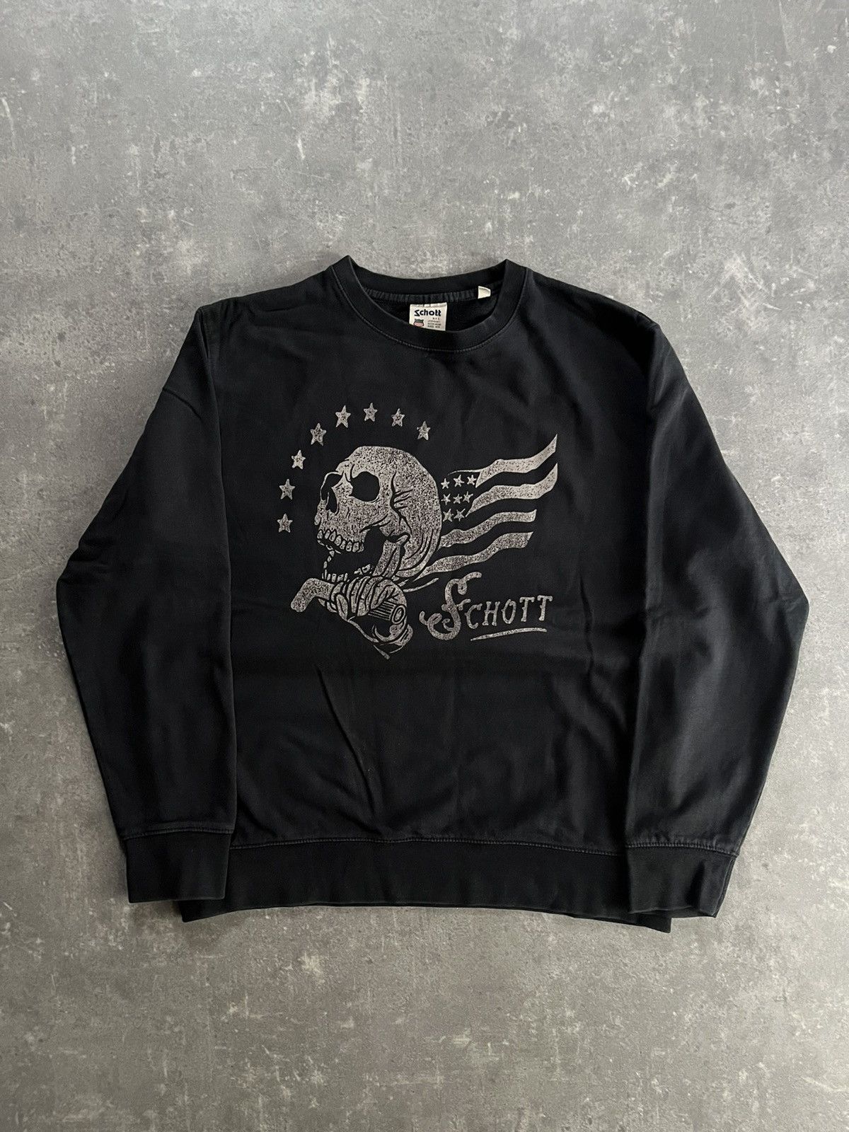Schott Schott Vintage Skull Logo Crewneck Sweatshirt XL Size US XL / EU 56 / 4 - 1 Thumbnail