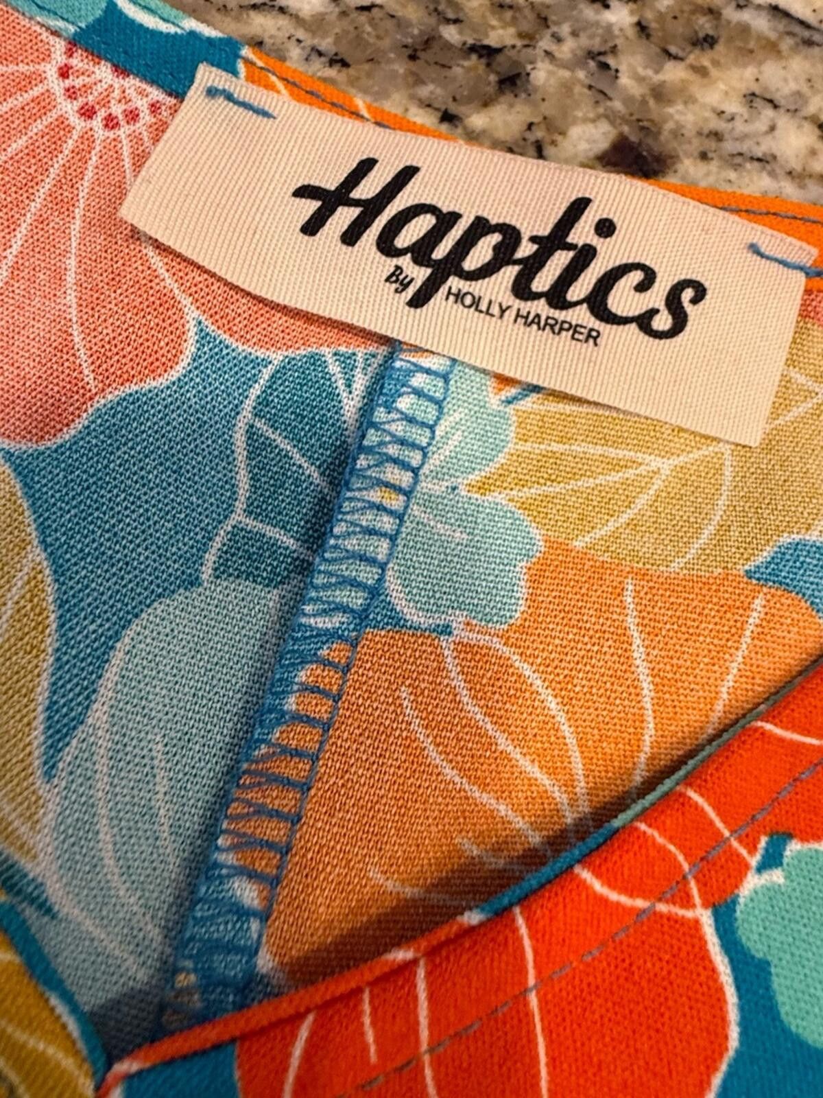 Other Haptics Hawaiian floral top V neck teal blue & orange SZ M Size M / US 6-8 / IT 42-44 - 5 Thumbnail