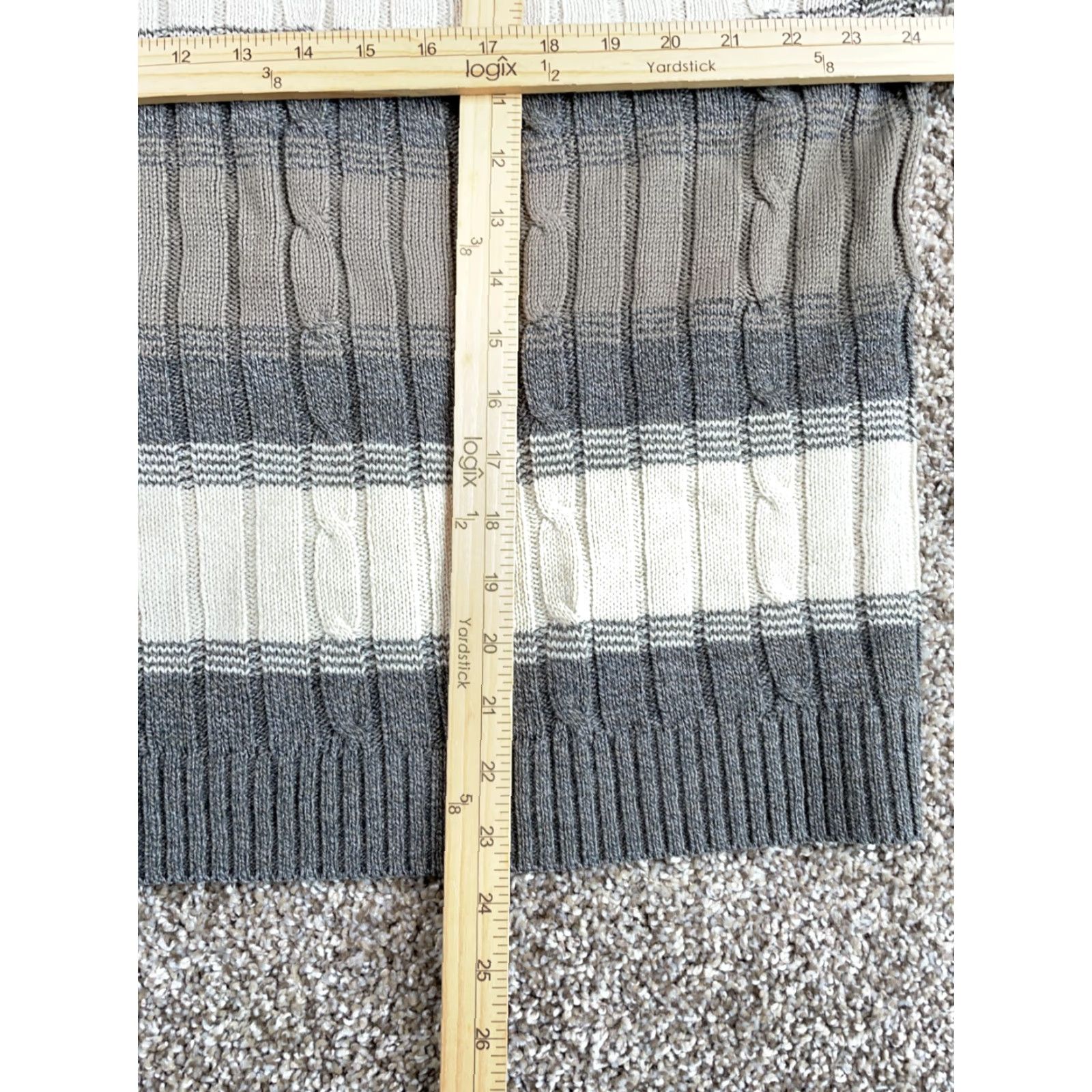 Vintage VINTAGE MunsingWear Chunky-Knit Striped Sweater Adult Large Gray Beige Mens Size US L / EU 52-54 / 3 - 7 Thumbnail