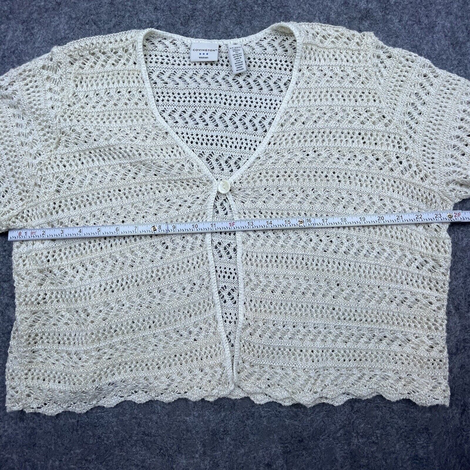 Covington Covington Woman Cardigan XL Open Knit Sweater Gold Metallic Size L / US 10 / IT 46 - 6 Thumbnail