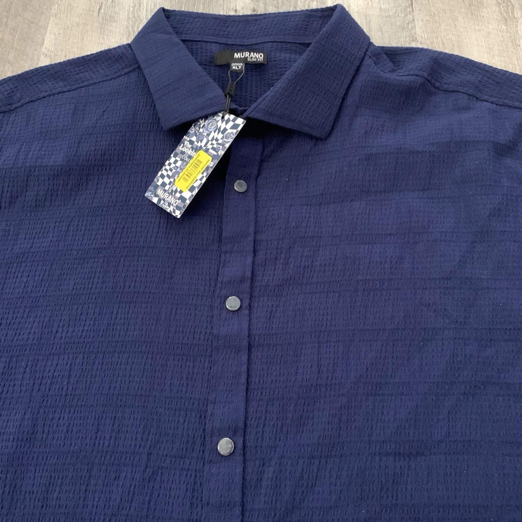 Murano Murano Shirt Mens XLT Tall Short Sleeve Snap Front Navy Blue Slim Fit NEW Shirt Men XLT Tall Blue Snap Front Button-Front Casual Size US XL / EU 56 / 4 - 6 Thumbnail