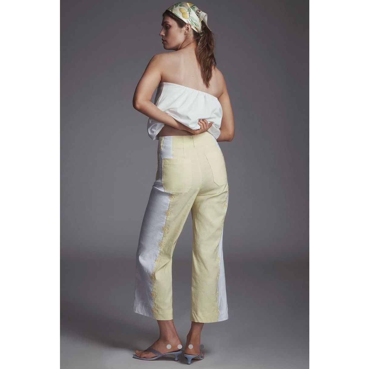 Anthropologie NWT Anthropologie Colette Embroidered Crop Wide Leg Pants Size 28" / US 6 / IT 42 - 3 Thumbnail