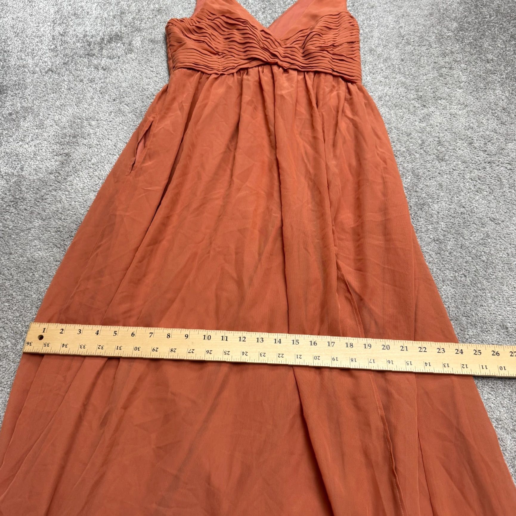 Vintage Birdy Grey Maxi Dress Womens M Chiffon Pleated Sleeveless V-Neck Brown Size M / US 6-8 / IT 42-44 - 7 Thumbnail