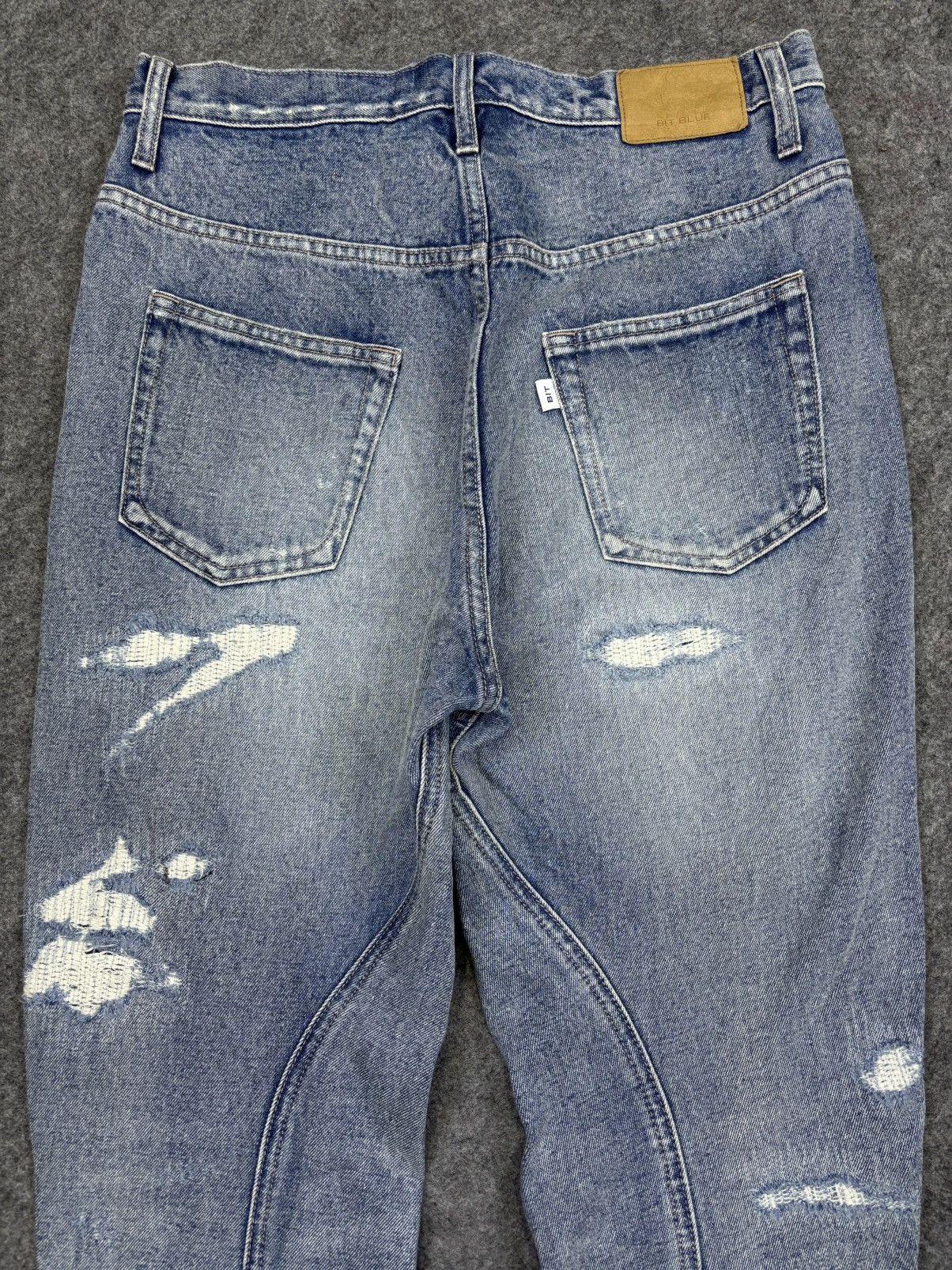 Japanese Brand 💥Japan Style💥Bit Blue Distressed Sarouel Mild Denim F806 Size US 31 - 9 Thumbnail