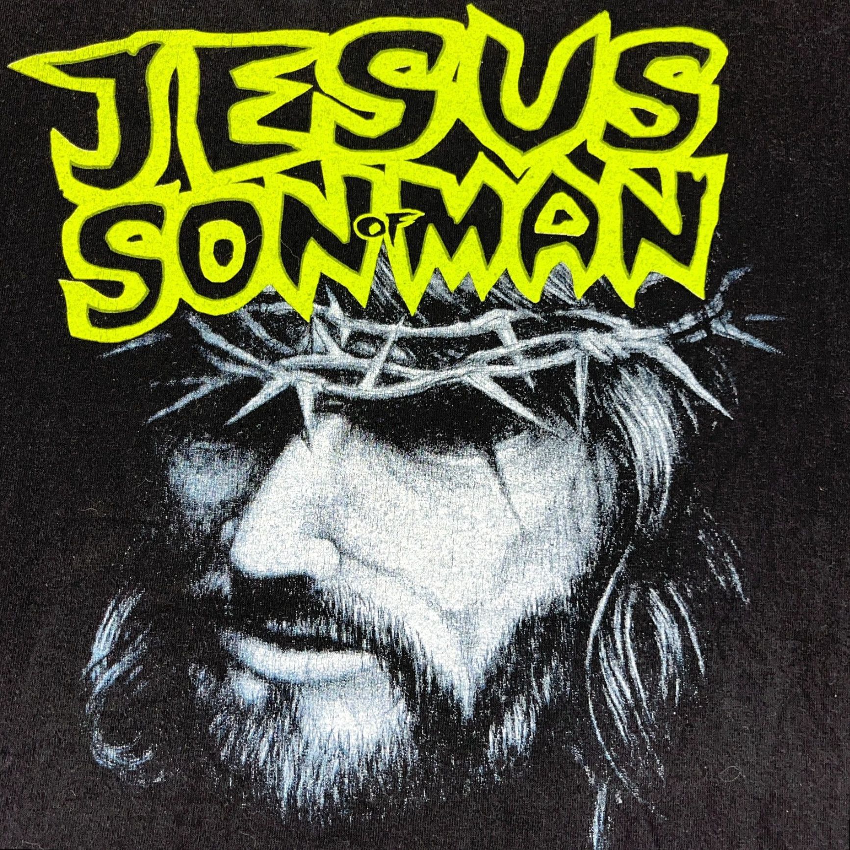 VINTAGE Sof tee Jesus Shirt Men L Black Graphic Print 90s Rap Tee Single Stitch 90s RARE Mens