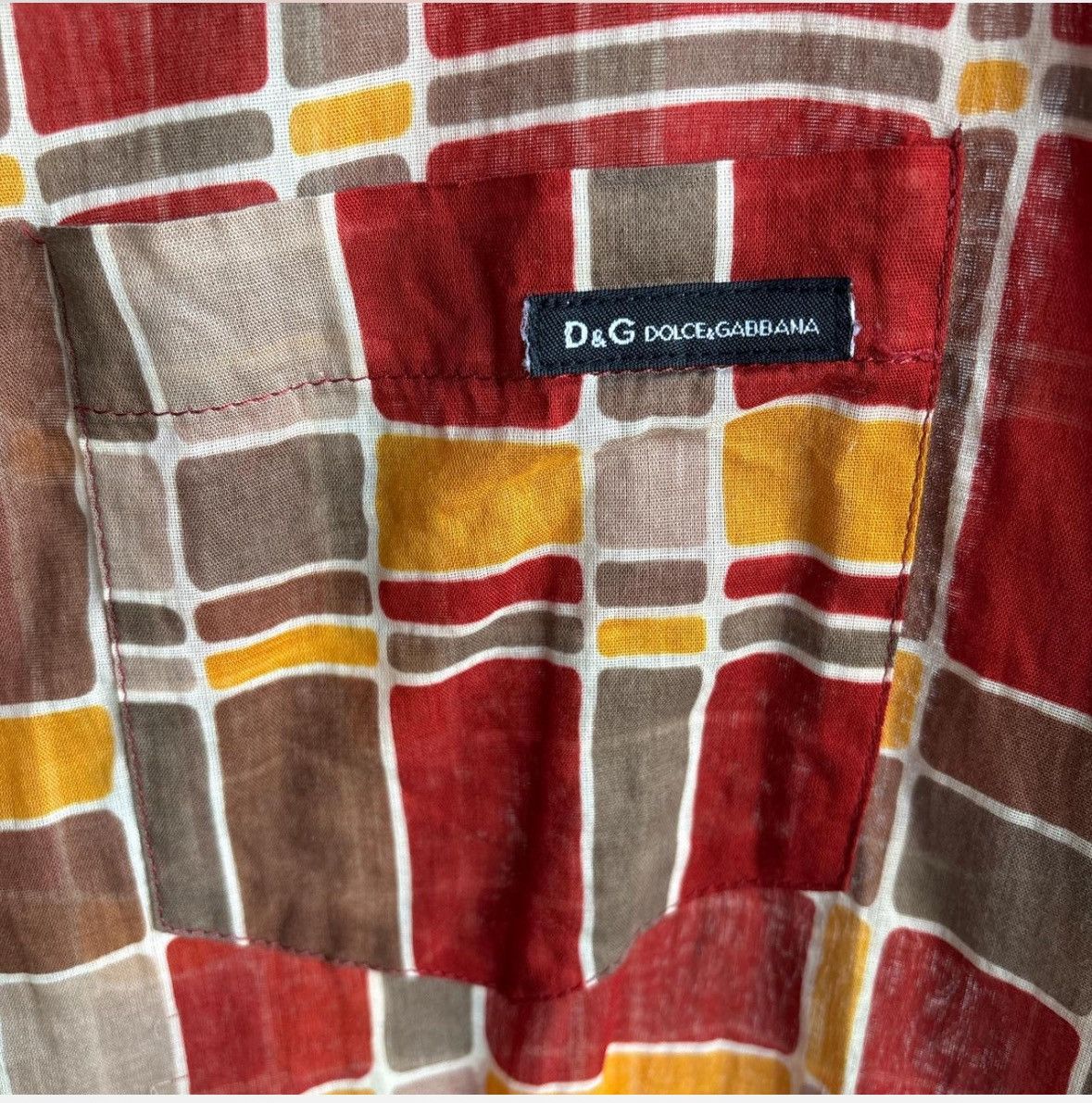 Dolce & Gabbana Vintage Dolce & Gabbana Sheer Square Print Dagger Button Up Size US M / EU 48-50 / 2 - 2 Thumbnail