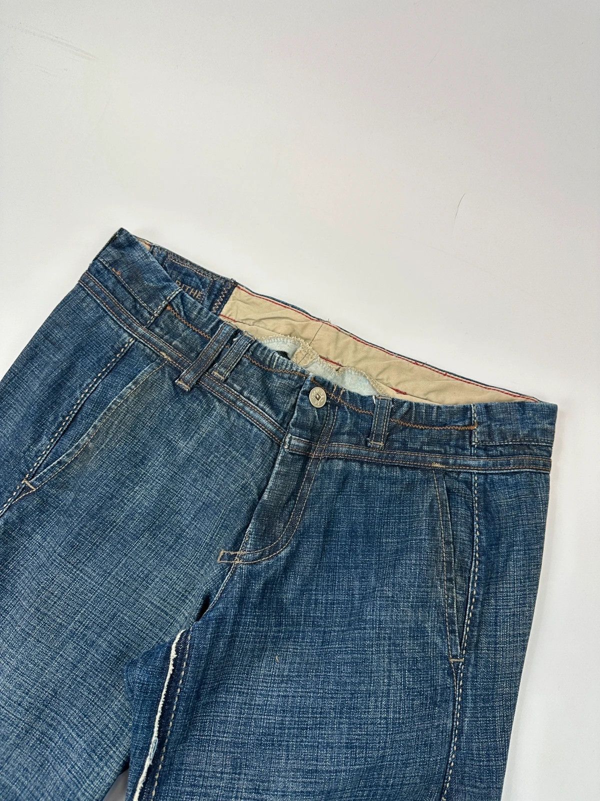 Marithe + Francois Girbaud Marithé + François Girbaud 00’s Navy Wash Flared Denim Pants Size 27" / US 4 / IT 40 - 2 Thumbnail