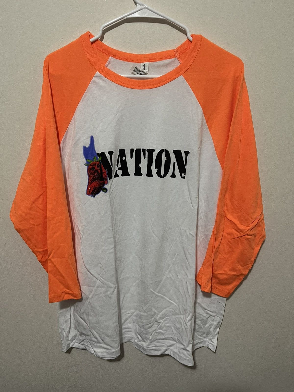 Drain Gang × Sad Boys Nation Strawberry Raglan T-Shirt Orange/White | XL Size US XL / EU 56 / 4 - 1 Thumbnail