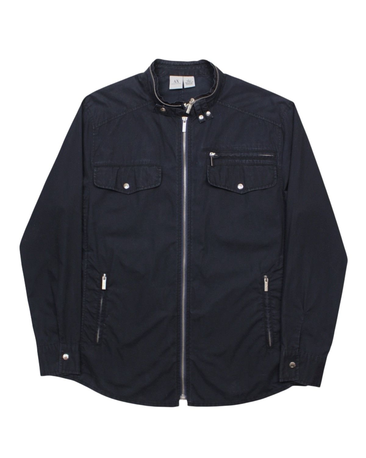 Armani Exchange 2010S ARMANI EXCHANGE LIGHTWEIGHT COTTON MOTO SHIRT-JACKET Size US L / EU 52-54 / 3 - 1 Thumbnail