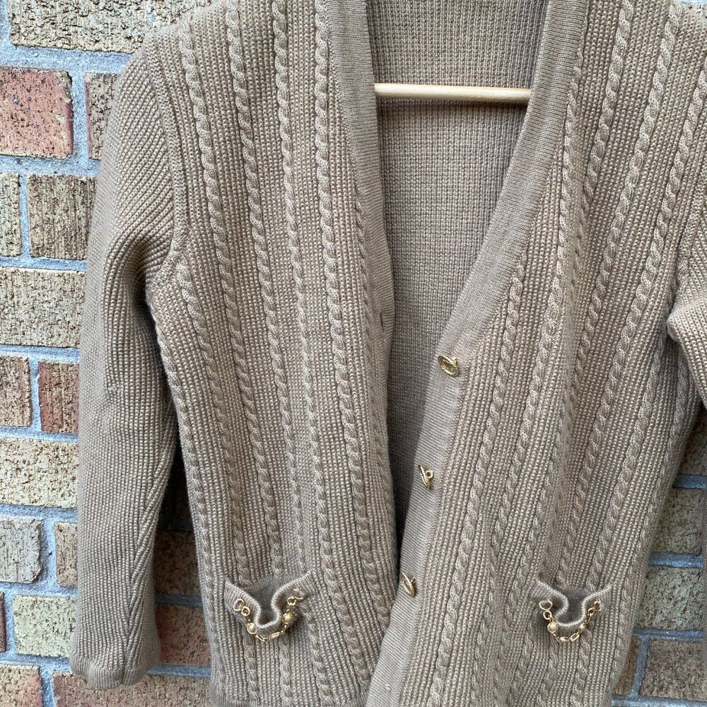Celine Vintage 1970s Celine Paris 100% Wool Knit Cardigan Sweater Size L / US 10 / IT 46 - 6 Thumbnail