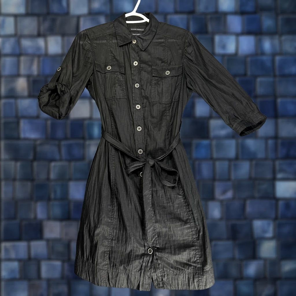 Banana Republic Banana Republic Dress Shirt Dress Womens 6 Black Pockets Tie Belt Long Sleeve Button Up 100% Cotton Size M / US 6-8 / IT 42-44 - 1 Thumbnail
