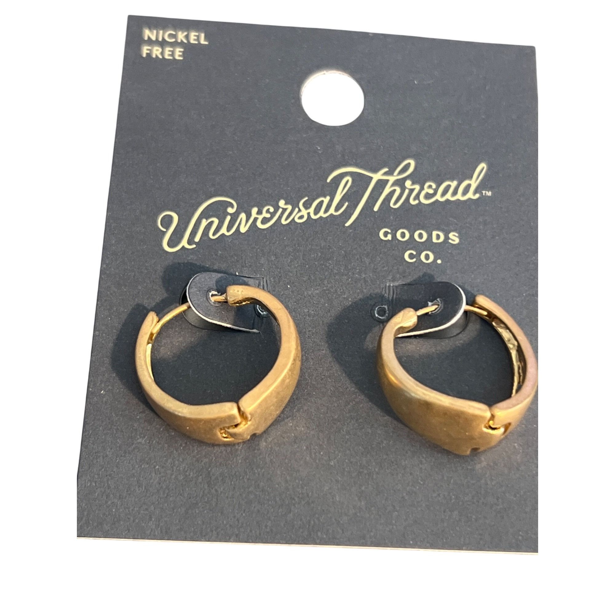 Other Universal Thread 3 Pair Hoop Earrings Gold Silver Tone Hinge Size ONE SIZE - 6 Thumbnail