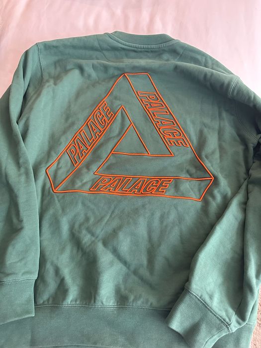 Palace Outliner MIT Crewneck - Green/Orange | Grailed