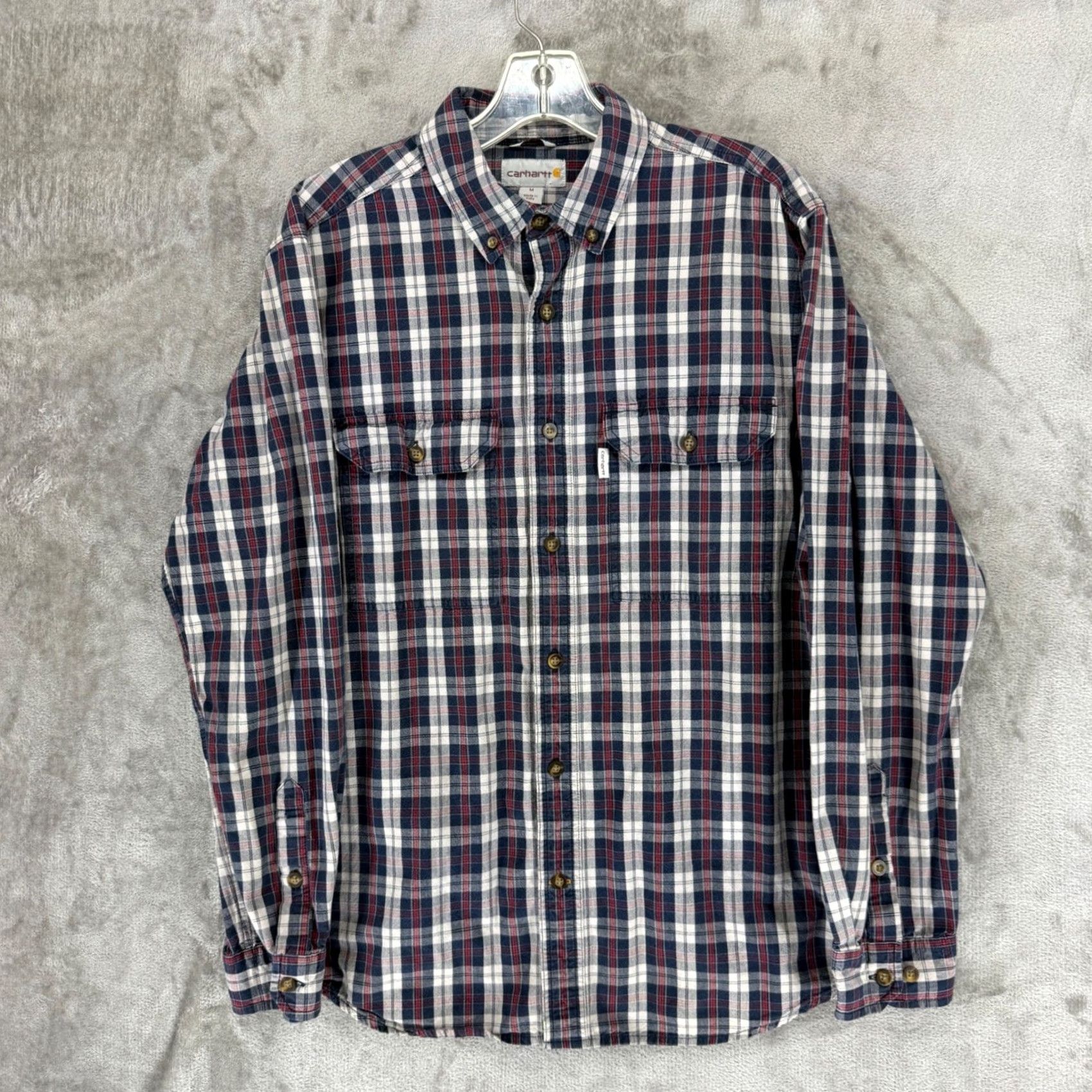 Carhartt Carhartt Shirt Mens Relaxed Fit Plaid Button-Down Navy Red 102214 412 M Multicolor Button-Up Long Sleeve Casual Workwear Size US M / EU 48-50 / 2 - 2 Thumbnail
