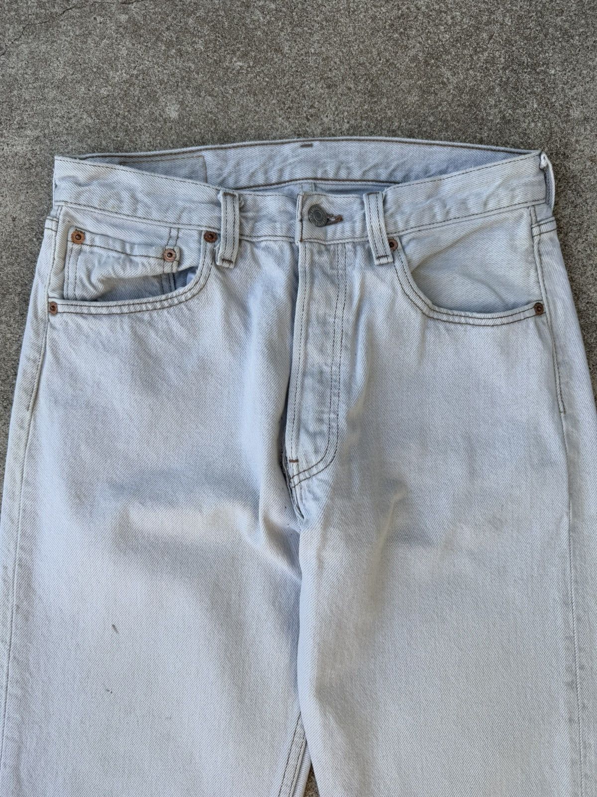 Levi's × Vintage Vtg 90’s Levi’s 501xx Buttonfly Straight Cream Jeans 29x29 Size US 29 - 3 Thumbnail
