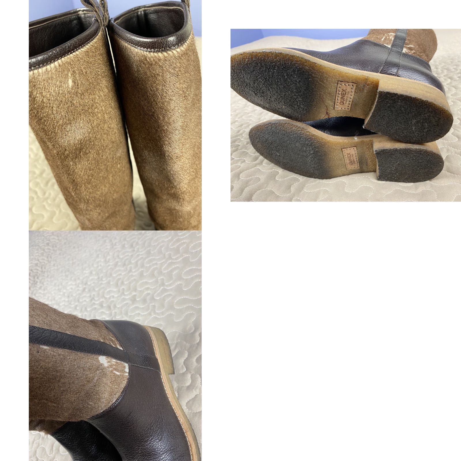 Skin VINTAGE Gunex Made In Italy Deer Skin Fur Hide Leather Riding Boots Womens Sz 6 Brown Fur Upper Lining Boots Womens US 6 Mens? Size US 6 / IT 36 - 8 Thumbnail