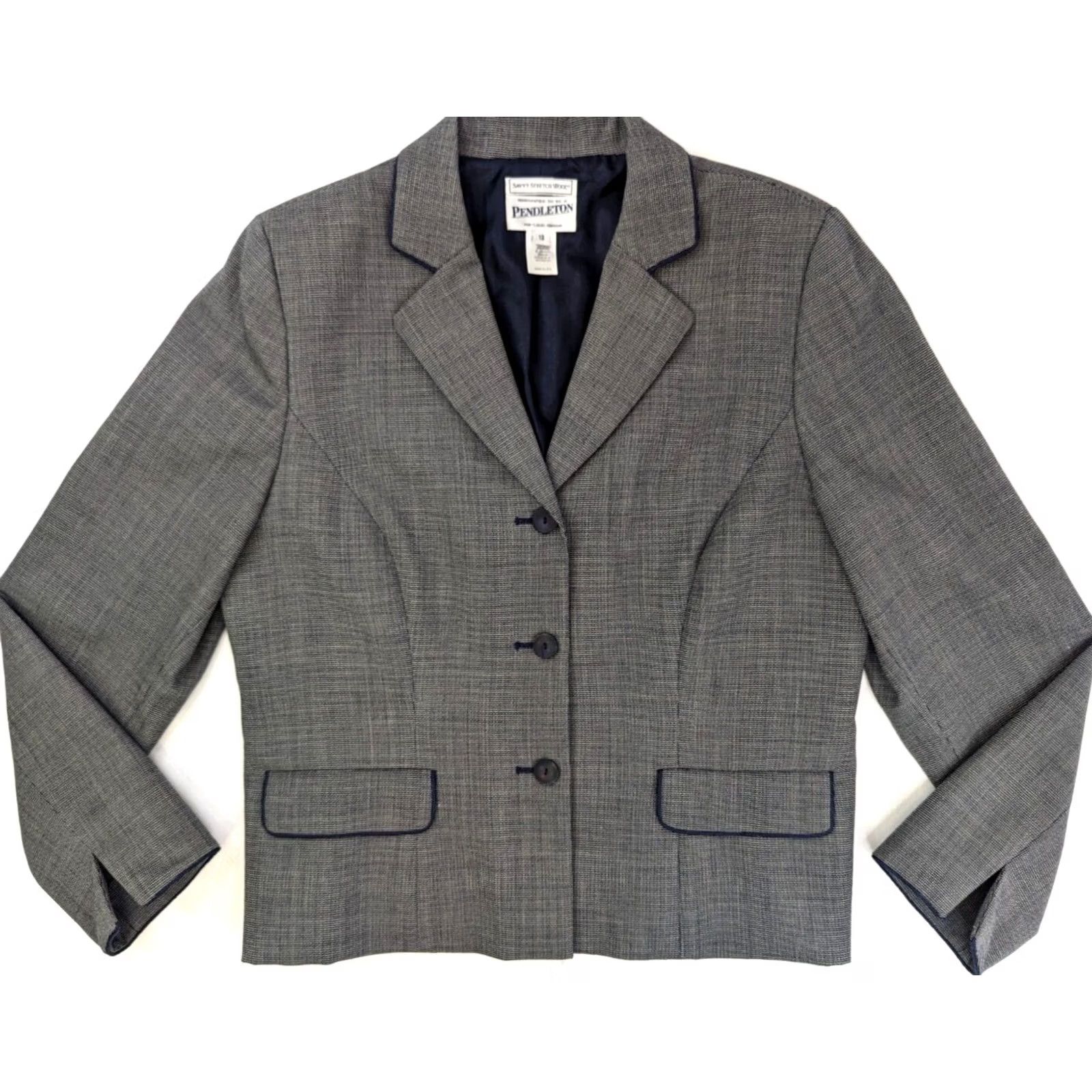 Pendleton VINTAGE Pendleton Savvy Stretch Wool Blazer Jacket Women 12 Check 3 Button Sport Coat Size XL / US 12-14 / IT 48-50 - 2 Thumbnail