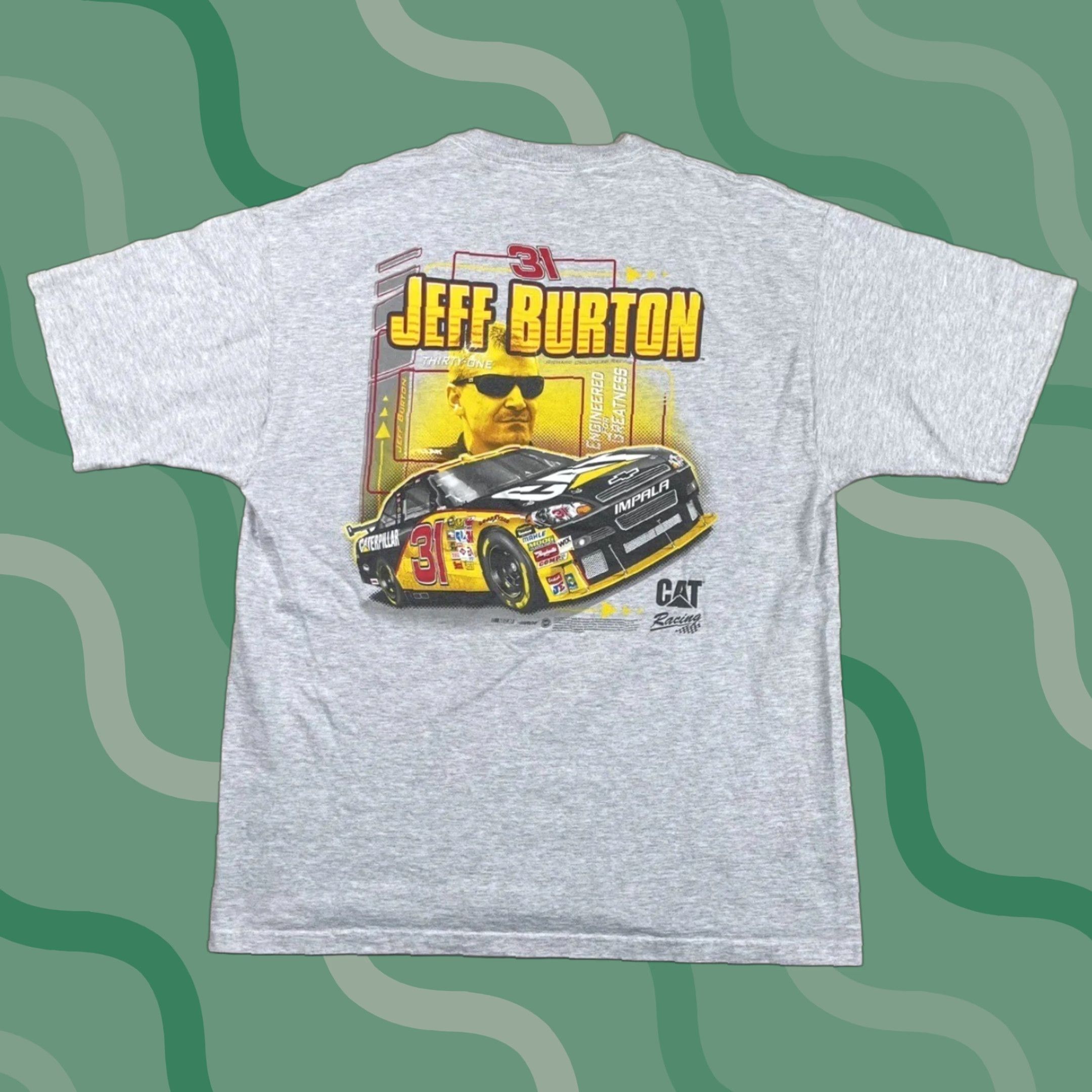 Vintage VINTAGE CAT NASCAR T-Shirt Gray Crew Neck Short Sleeve 90s Jeff Burton Racing Sz L Men Shirt/Cotton Logo Double-Sided Size US L / EU 52-54 / 3 - 1 Thumbnail