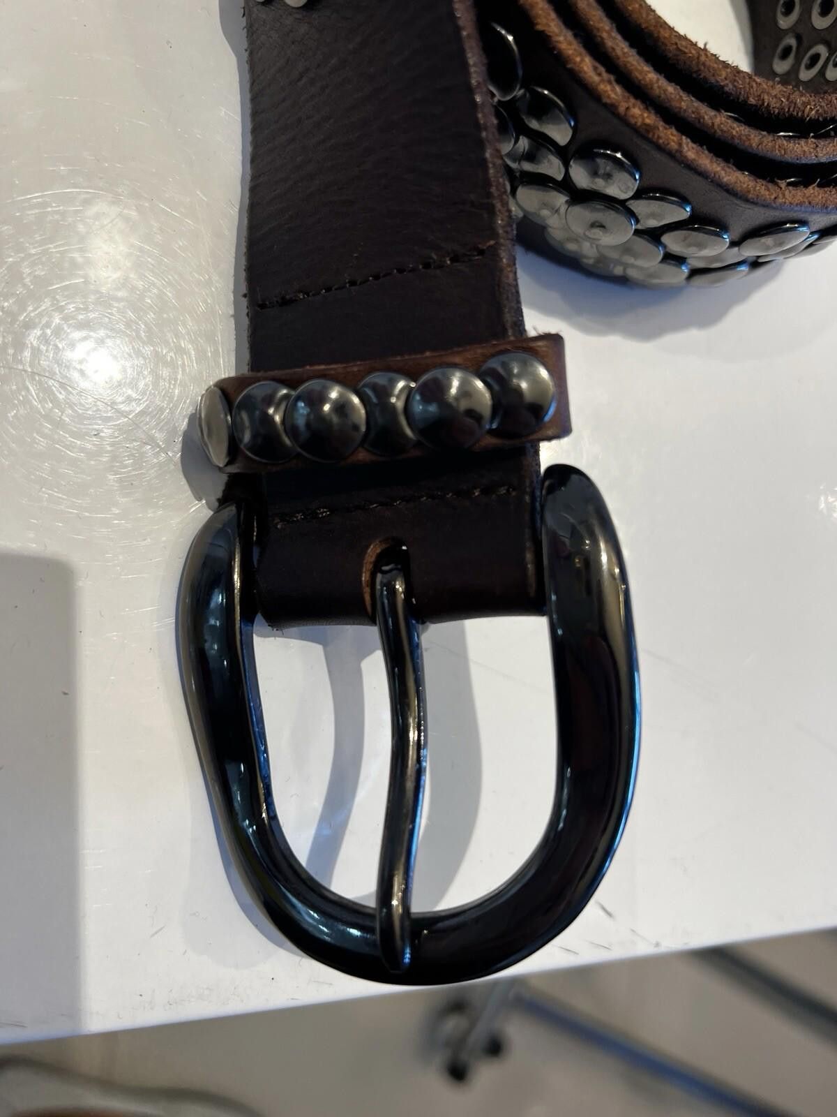 The Unbranded Brand Metal Embellished Leather Belt Size ONE SIZE - 2 Thumbnail